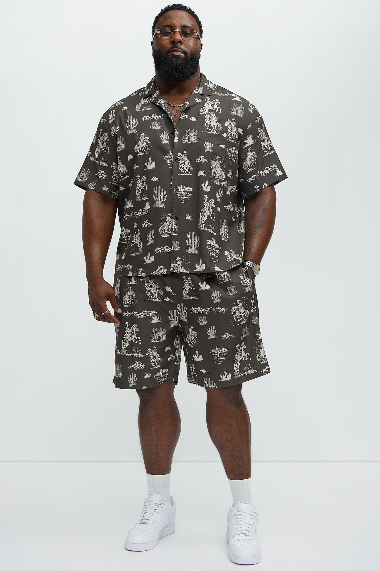 Wild West Button Up Shirt - Brown/combo - Image 6