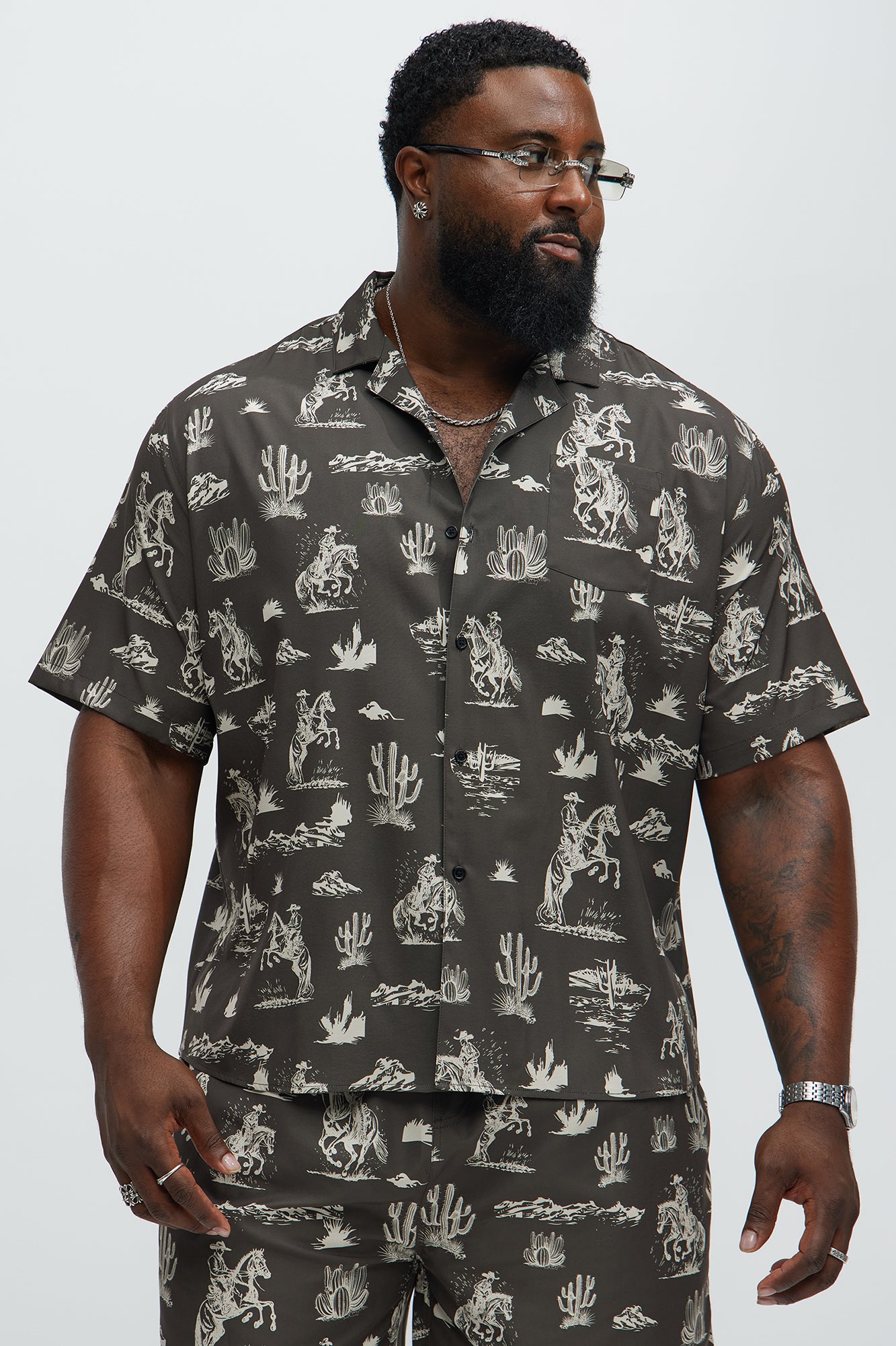 Wild West Button Up Shirt - Brown/combo - Image 5