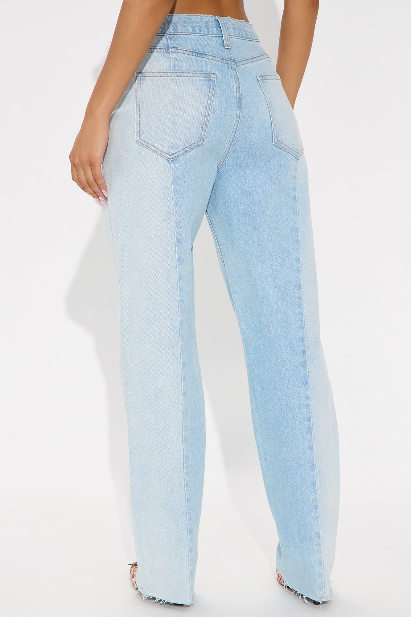 Andi Two Tone Straight Leg Jeans - Light Wash - Image 3