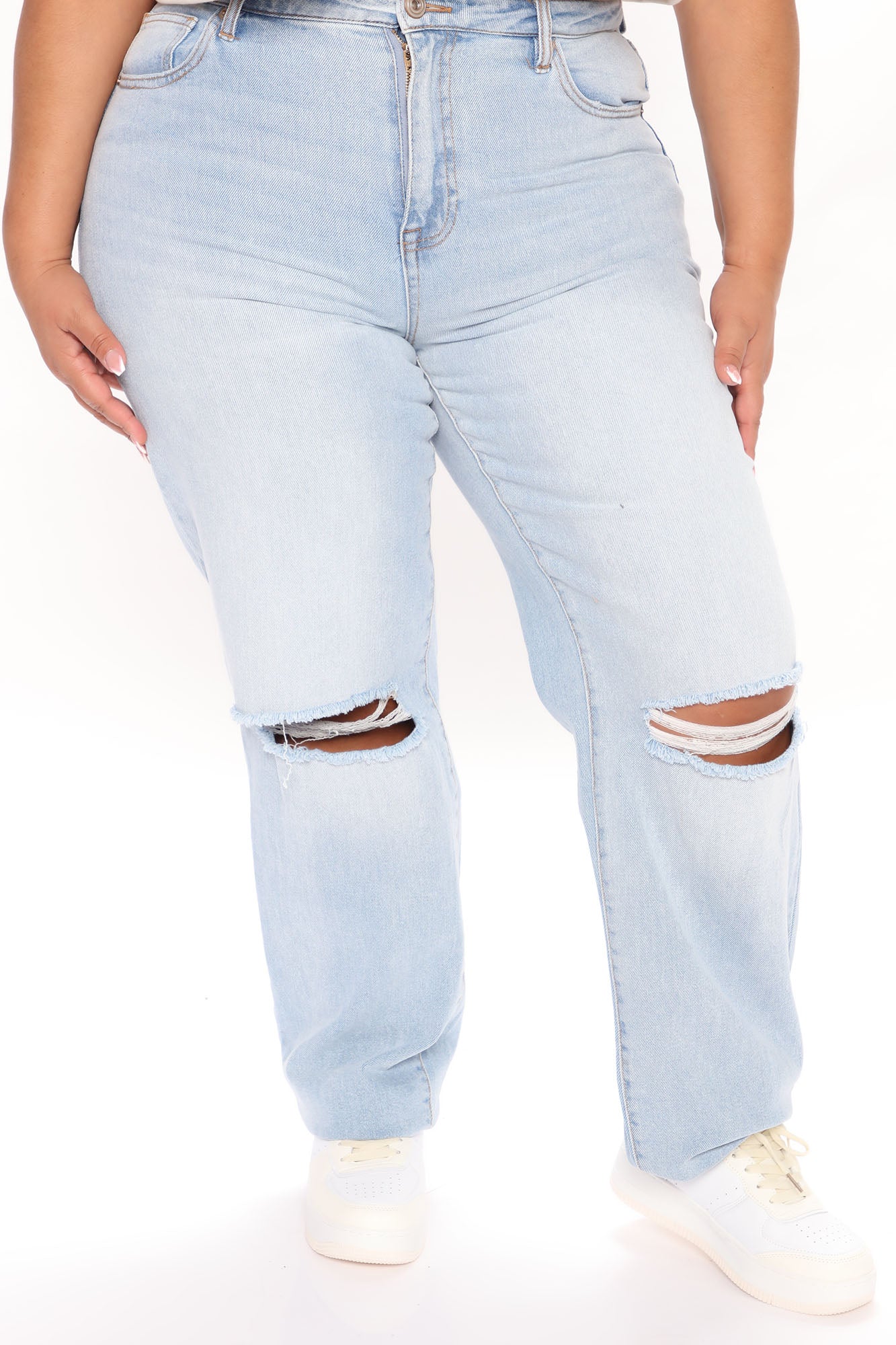 Beat Me To It Straight Leg Jeans - Light Blue Wash - Image 6