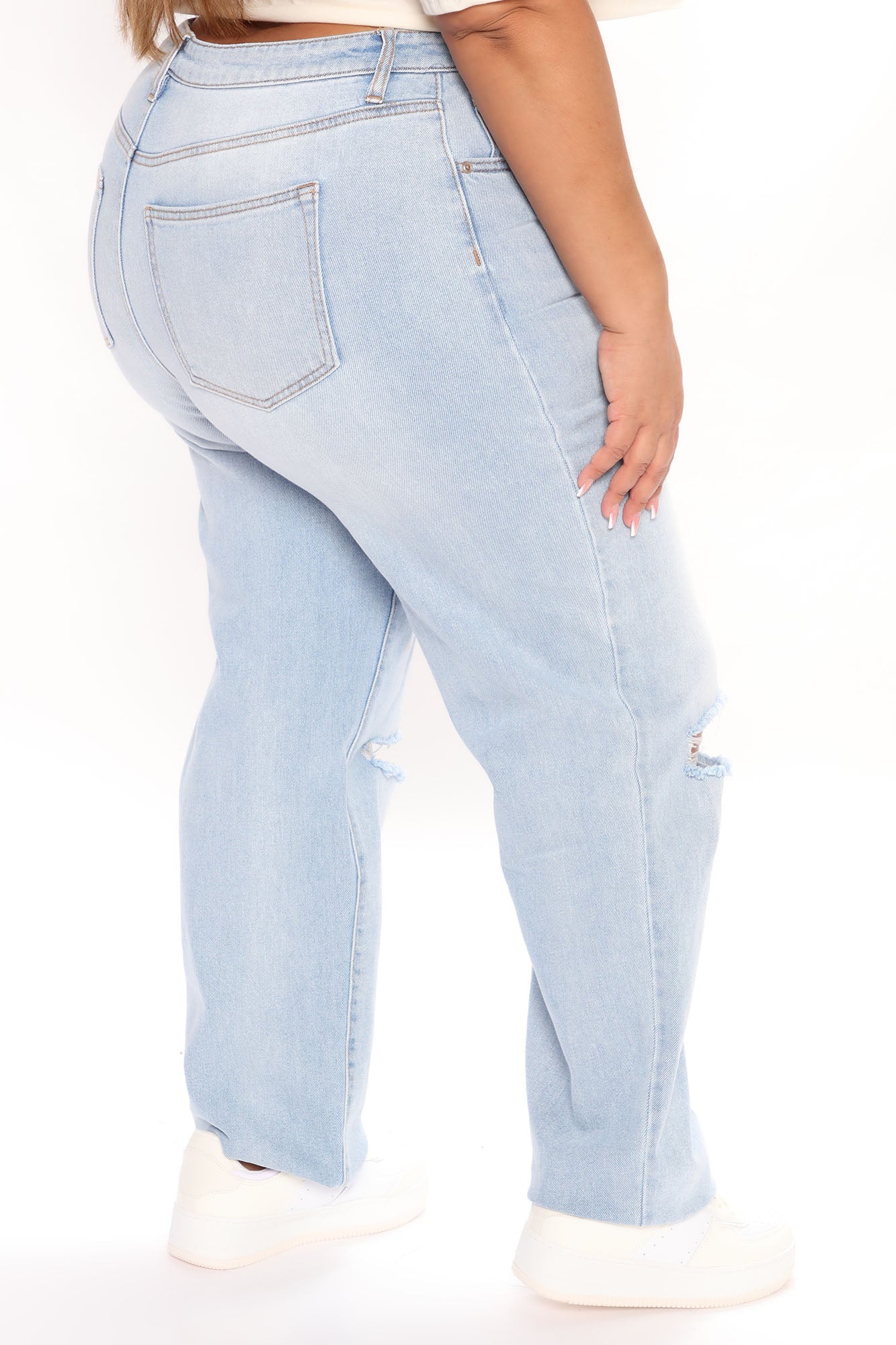 Beat Me To It Straight Leg Jeans - Light Blue Wash - Image 8