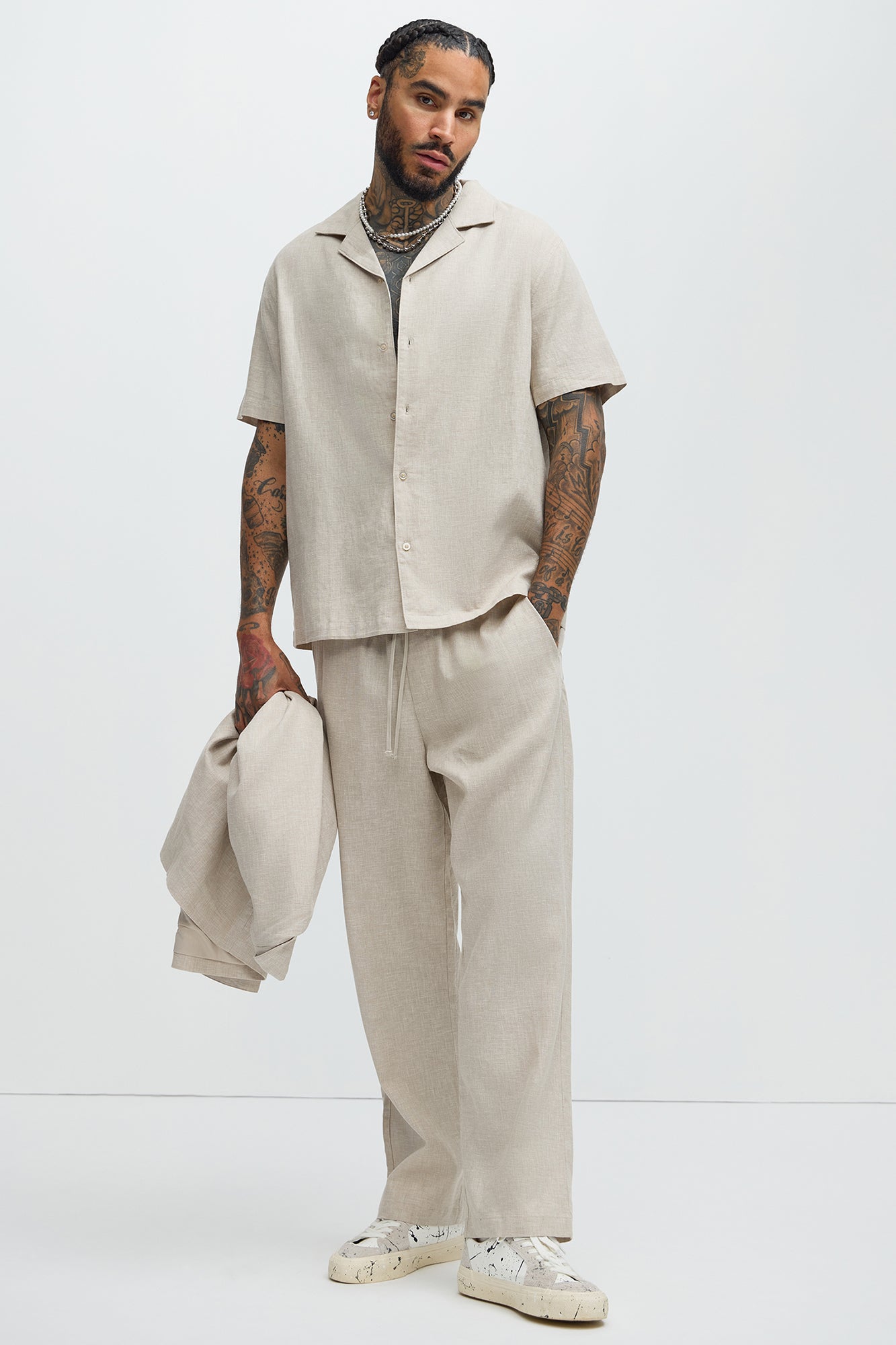 Bahamas Straight Linen Pants - Stone - Image 3