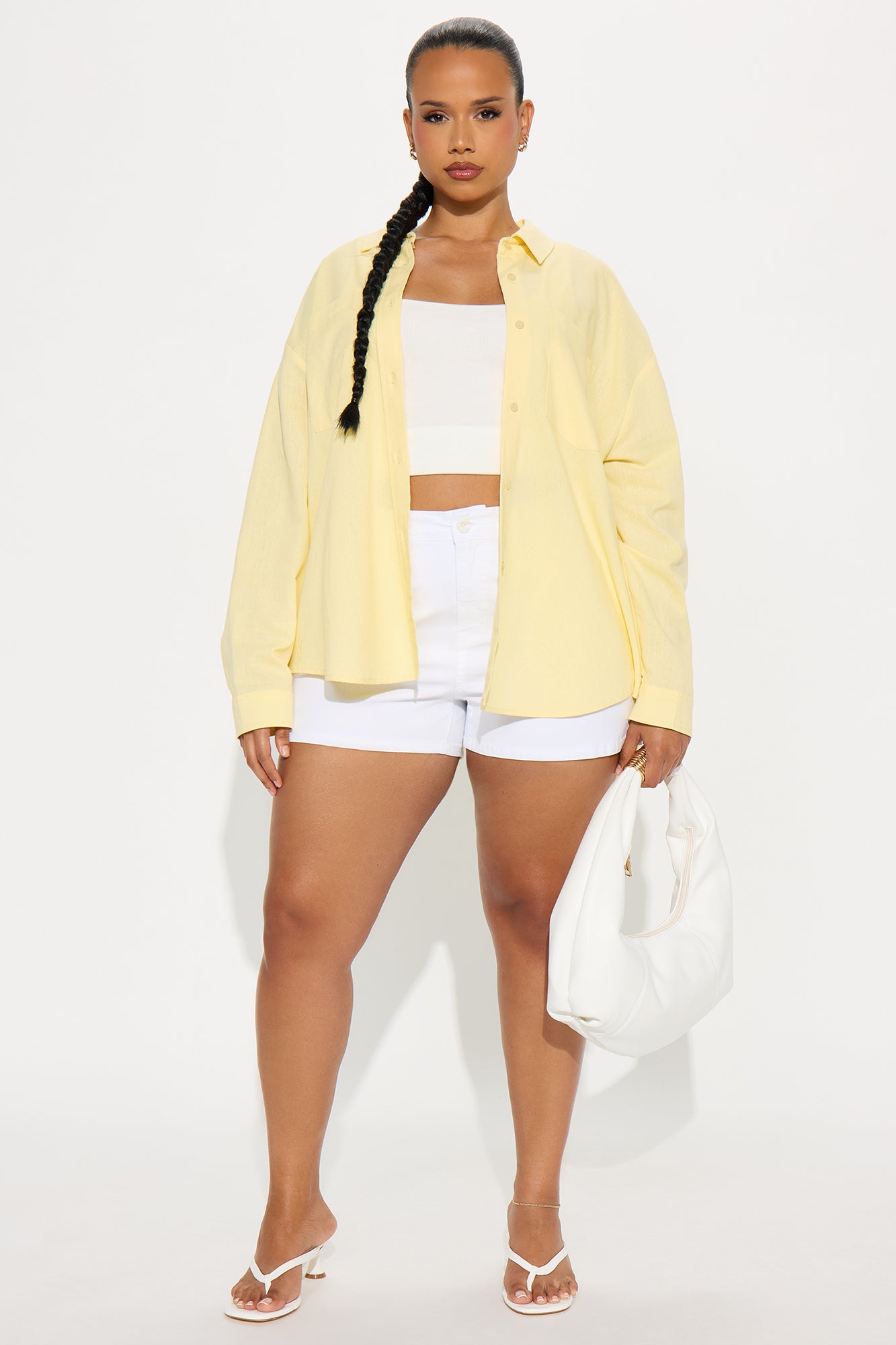 Fresh Lemonade Linen Button Up Shirt - Yellow - Image 5