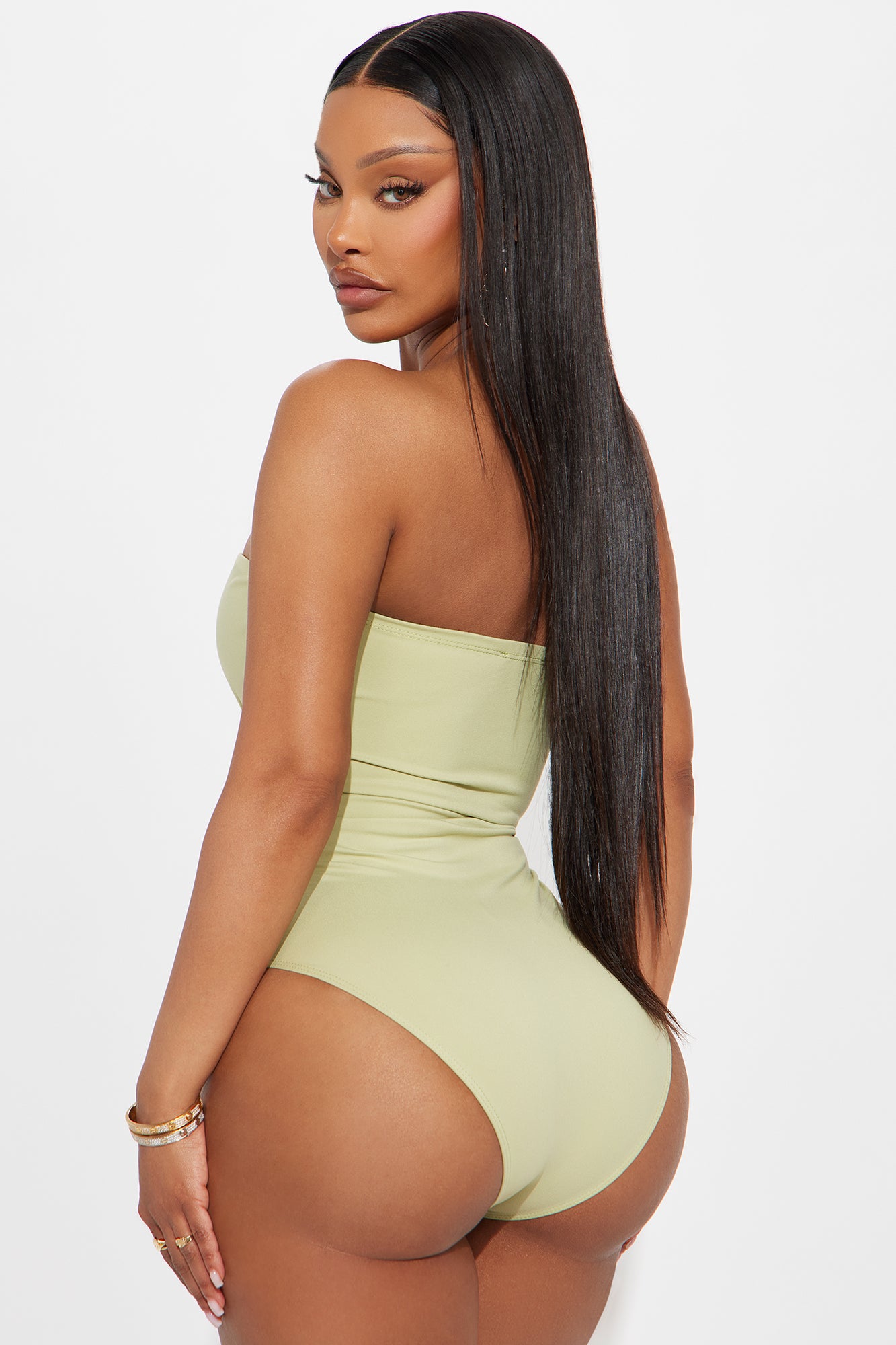 Alli Double Lined  Strapless Bodysuit - Sage - Image 4