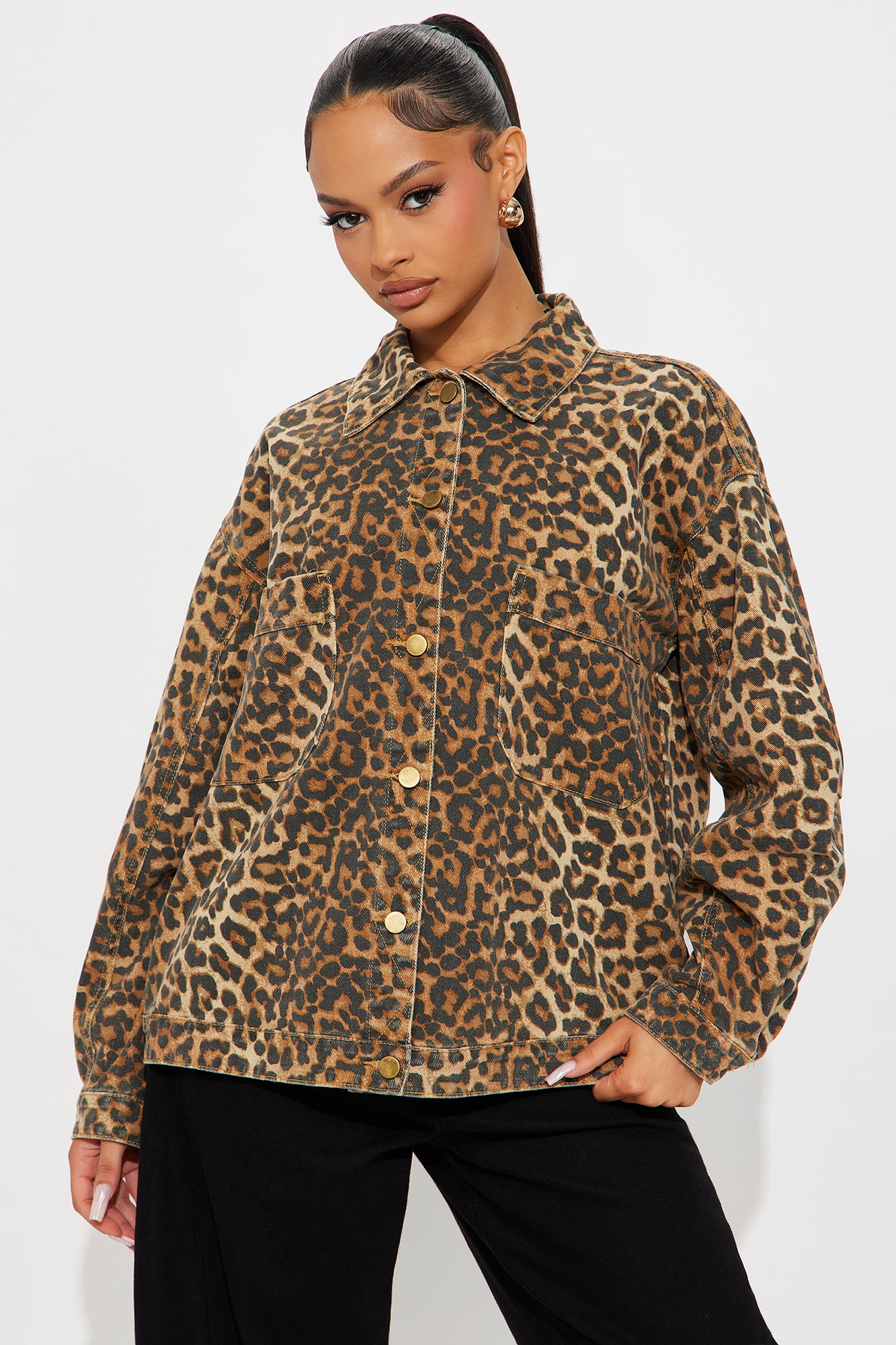 Cameron Oversized Leopard Jacket - Brown/combo - Image 3