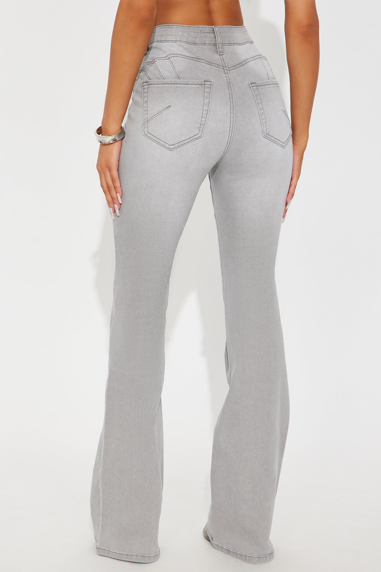 Tall Audrey Booty Lifting Stretch Flare Jeans - Grey - Image 3