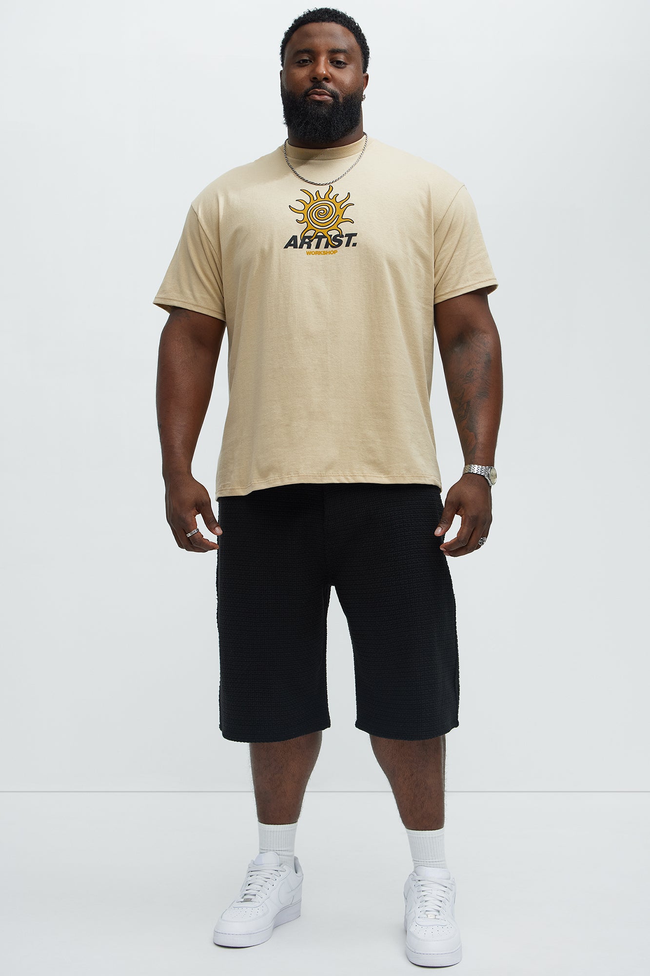 Artist Workshop Stay Creative Short Sleeve Tee - Sand - Image 7