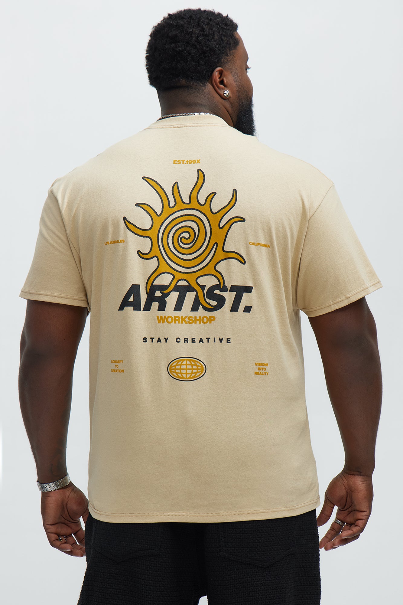 Artist Workshop Stay Creative Short Sleeve Tee - Sand - Image 5