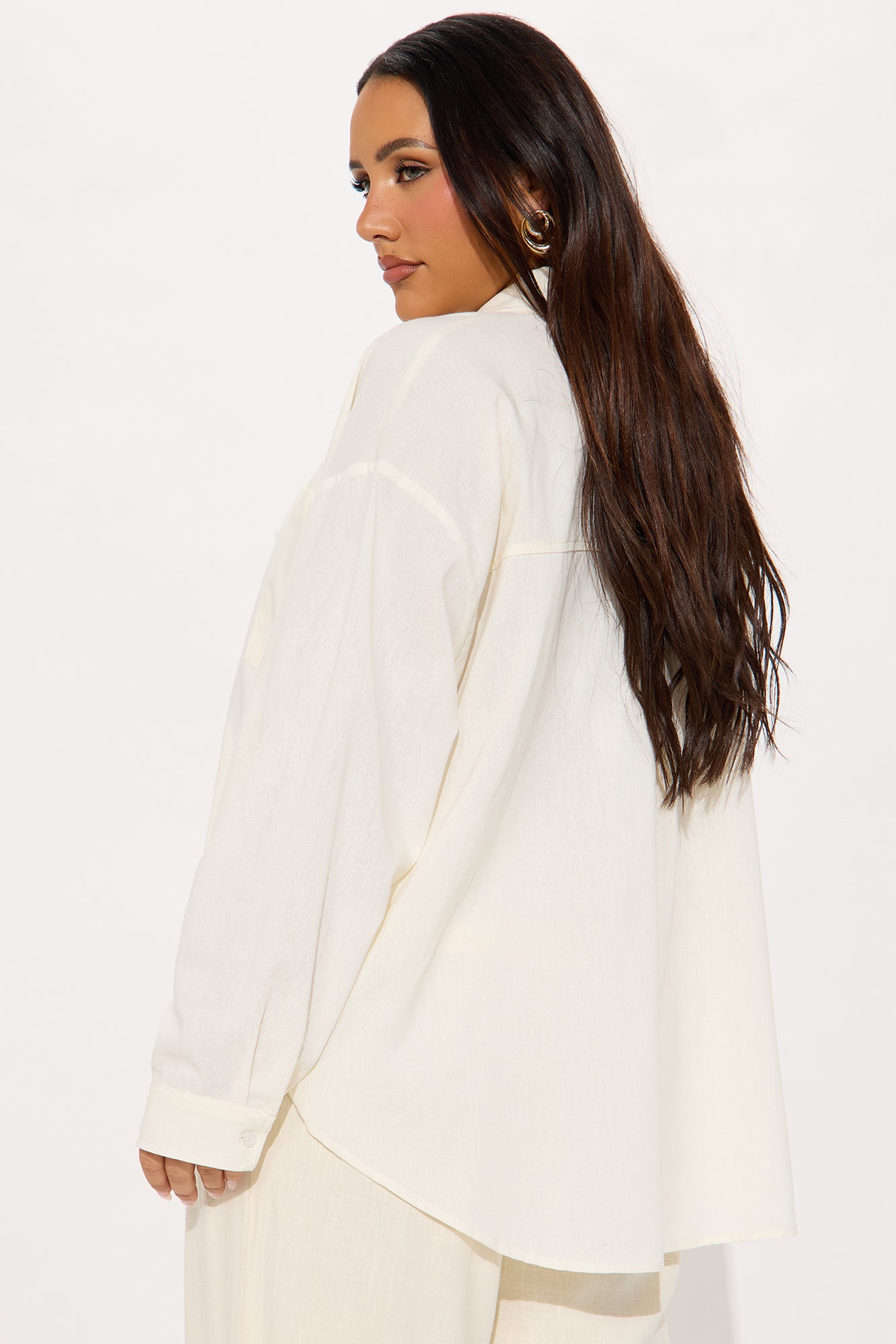 Fresh Lemonade Linen Button Up Shirt - Cream - Image 6