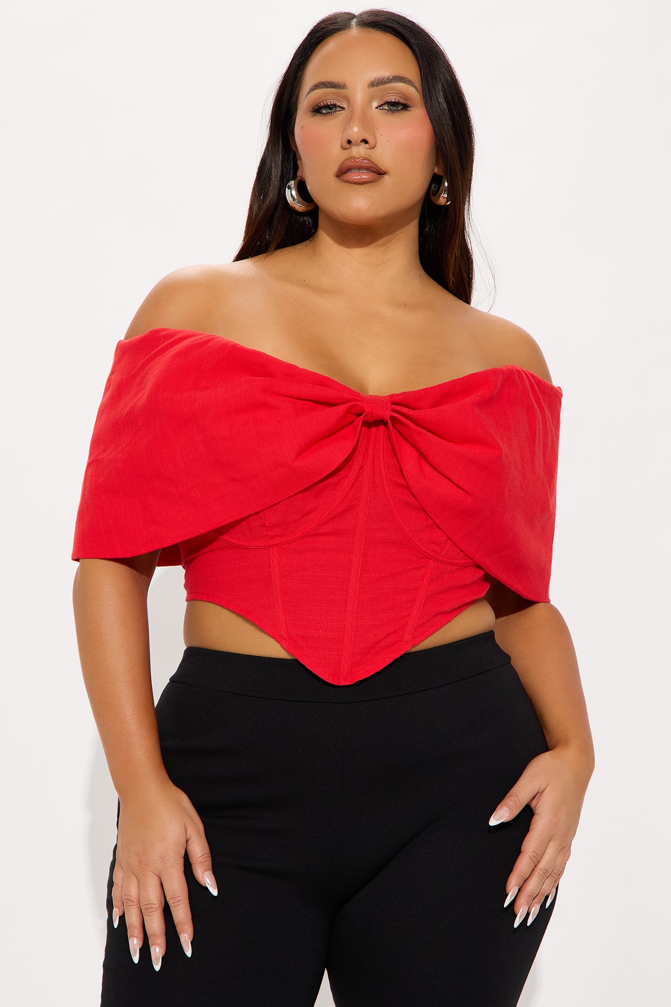 Lorelai Bow Corset Top - Red - Image 4