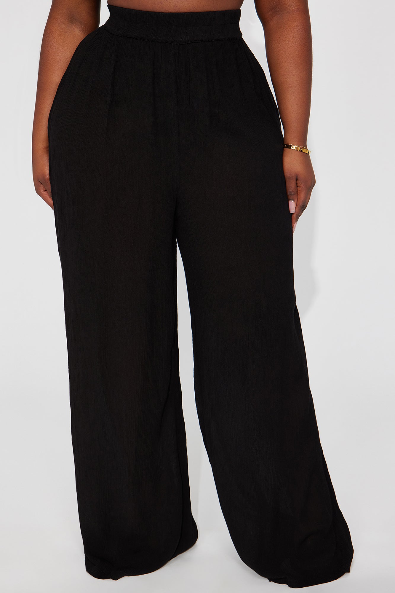 Breezy Nights Linen Swim Cover Up Pants - Black - Image 4