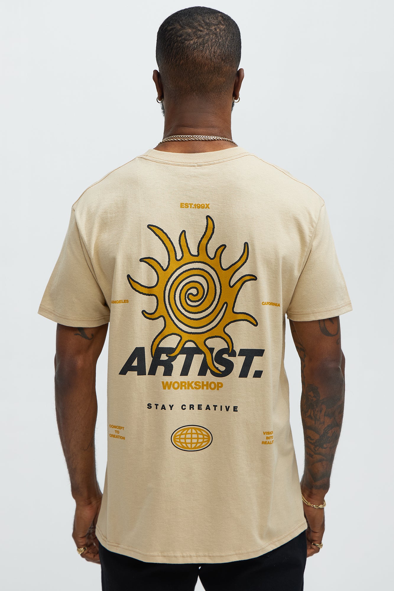 Artist Workshop Stay Creative Short Sleeve Tee - Sand - Image 4