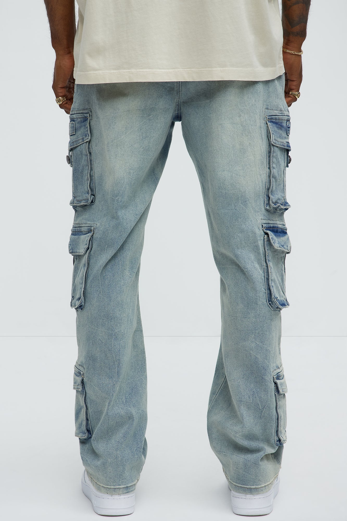 Bidding Straight Cargo Jeans - Light Wash - Image 5