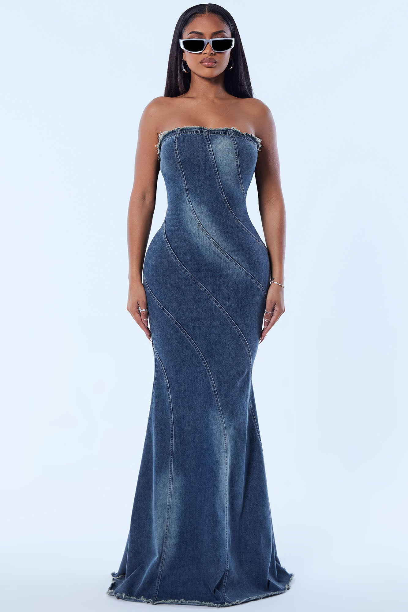 Dana Denim Maxi Dress - Denim - Image 3