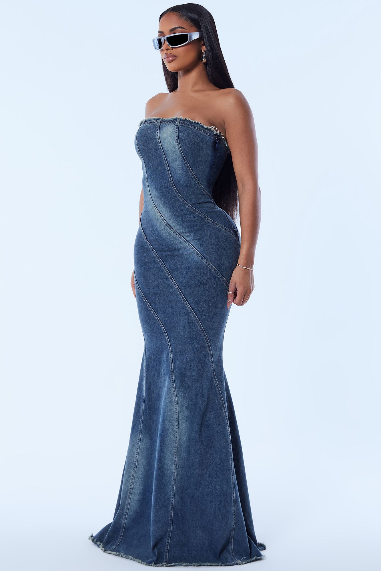 Dana Denim Maxi Dress - Denim - Image 4