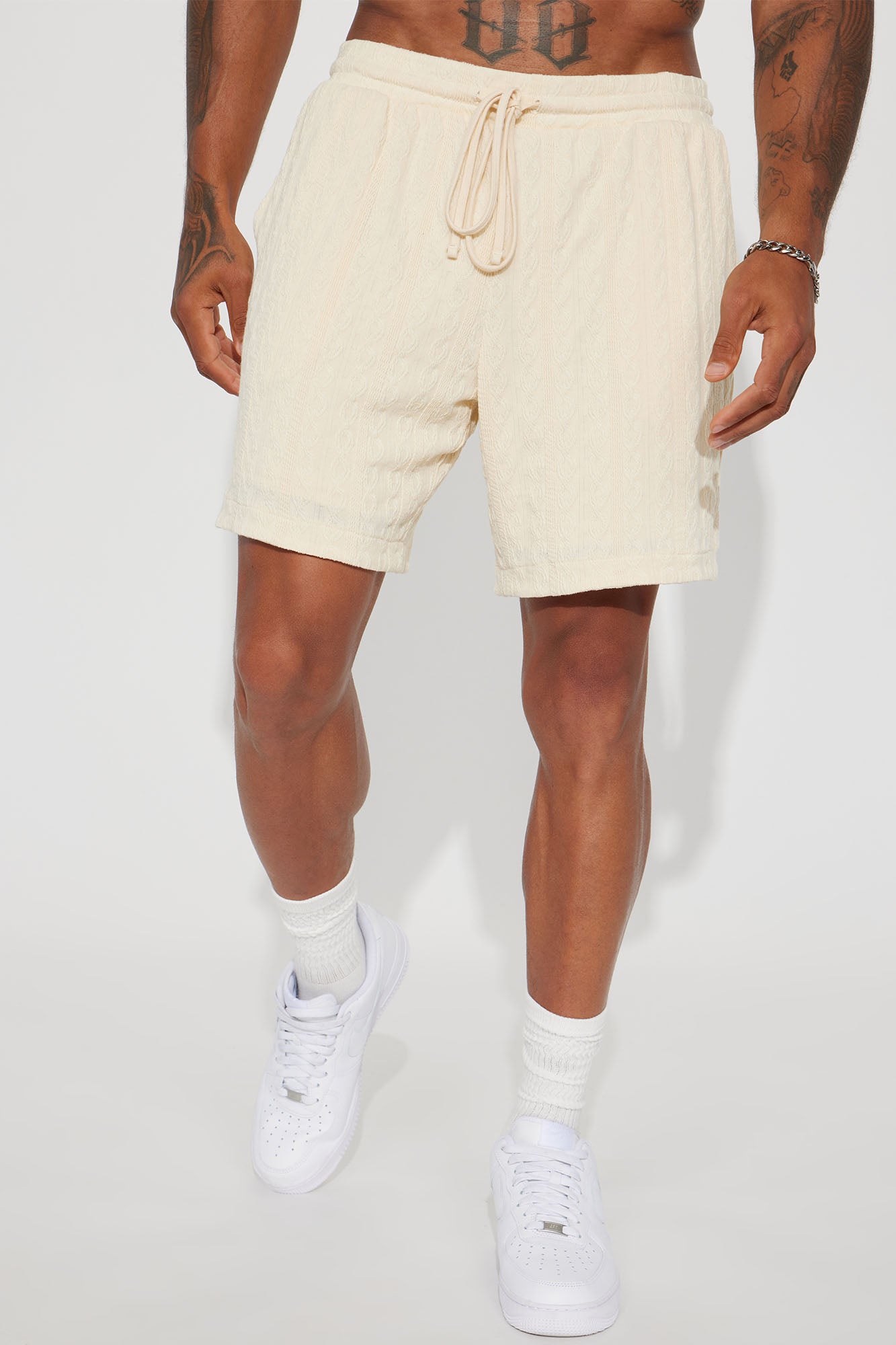 Check My Bank Statement Knit Shorts - Cream - Image 4