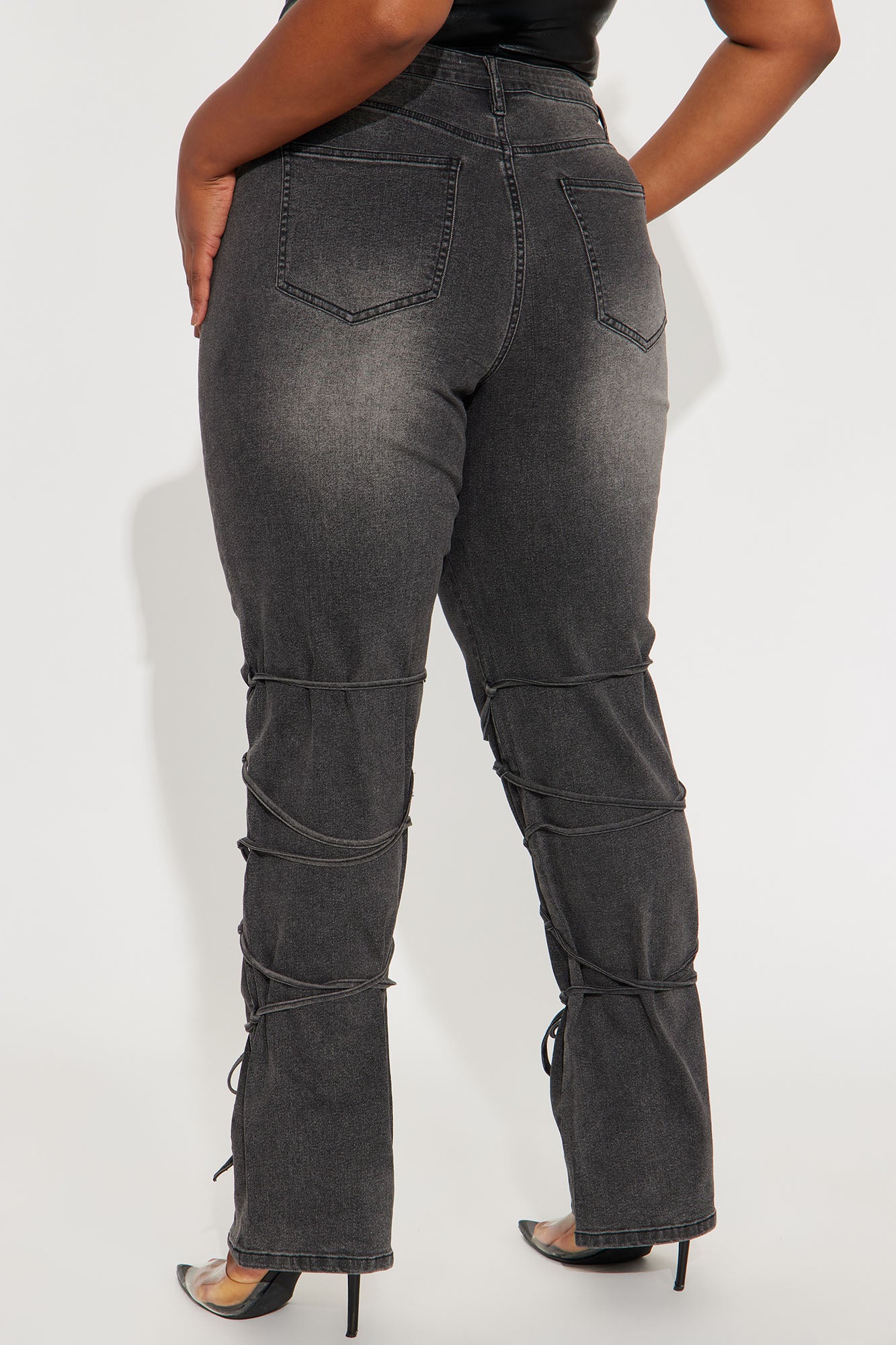 Be For Real Womens High Rise Bootcut Jeans - Black Wash - Image 7