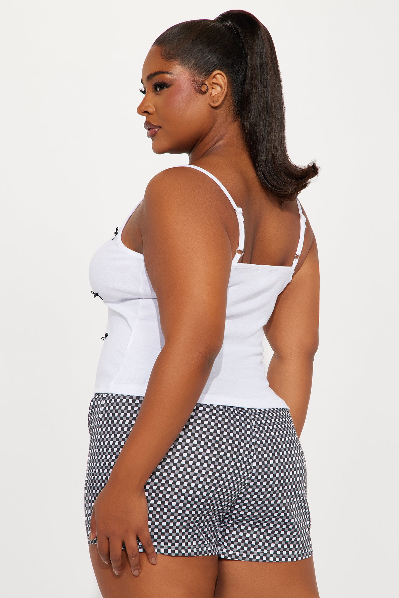 Put A Bow On It Ribbed PJ Boxer Short Set - Black - Image 6