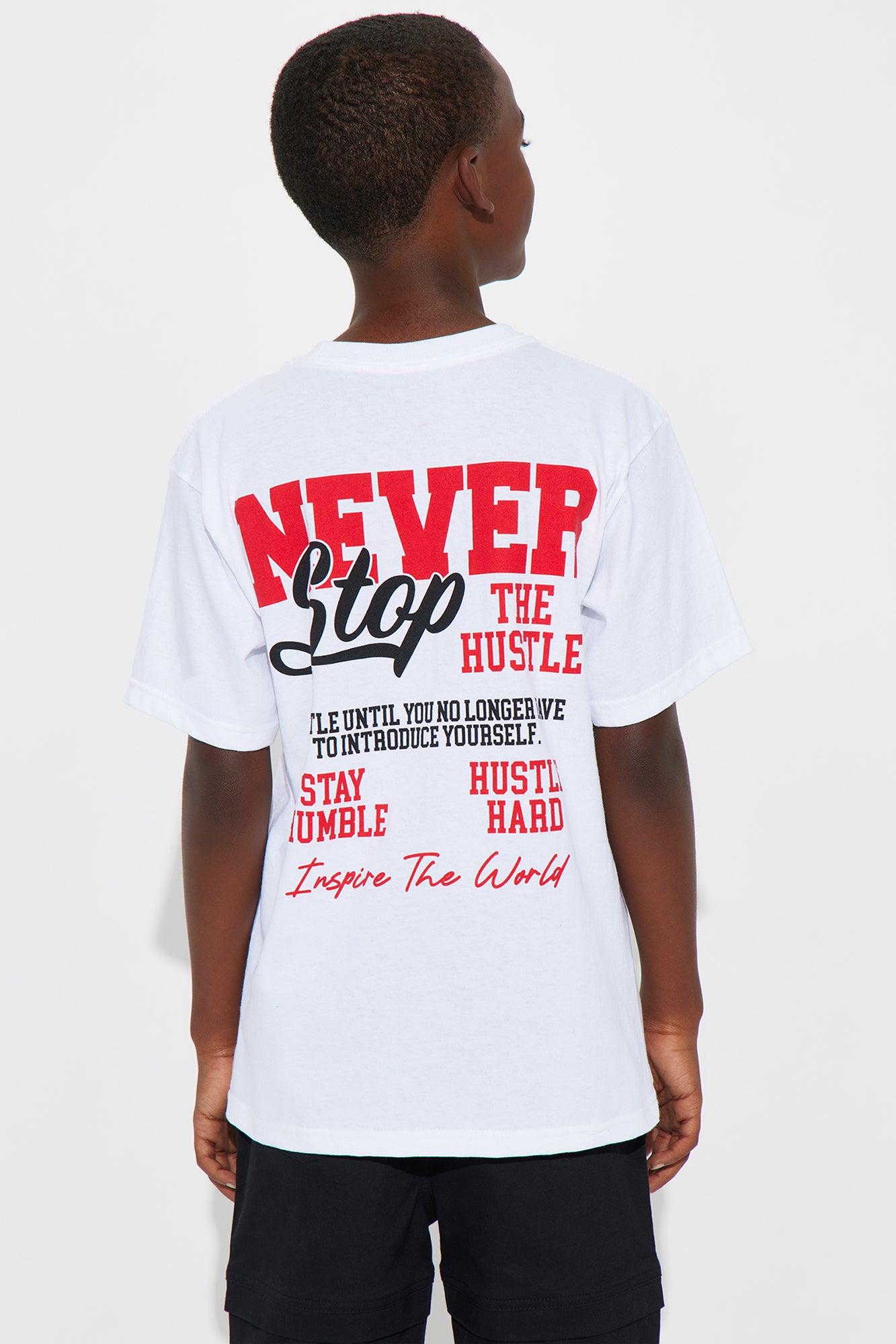 Mini Never Stop The Hustle Short Sleeve Graphic Tee - White - Image 3