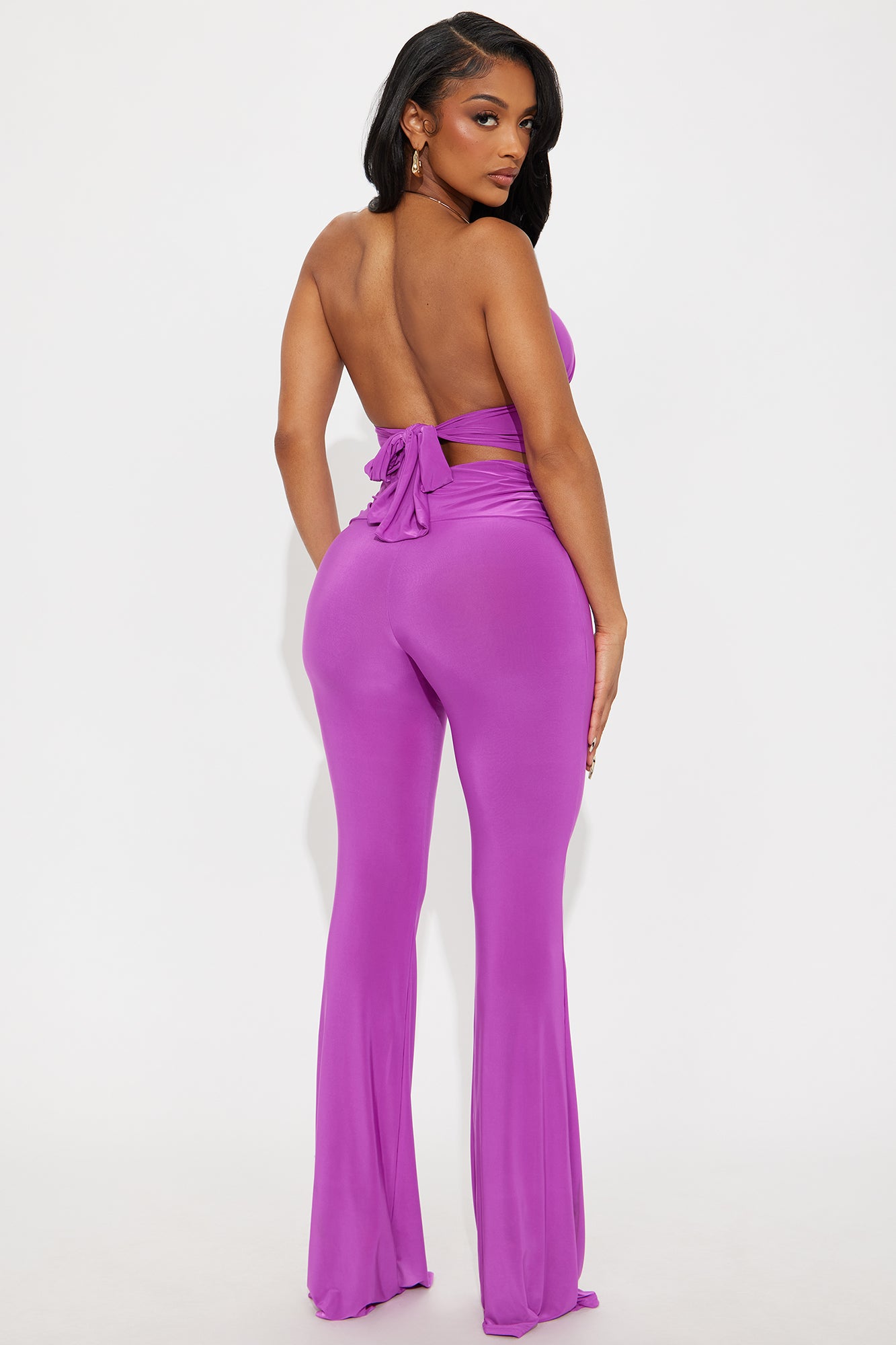 Crossing Paths Halter Jumpsuit - Magenta - Image 3