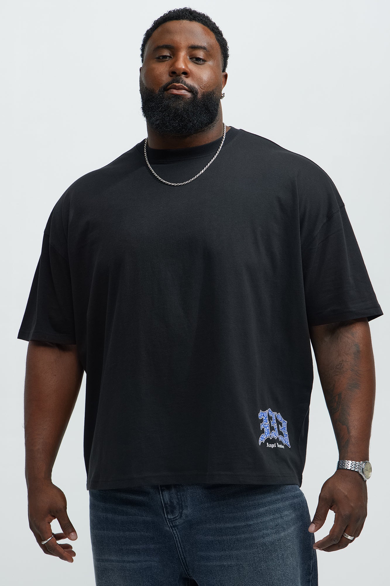 Angel Numbers Oversized Short Sleeve Tee - Black - Image 5