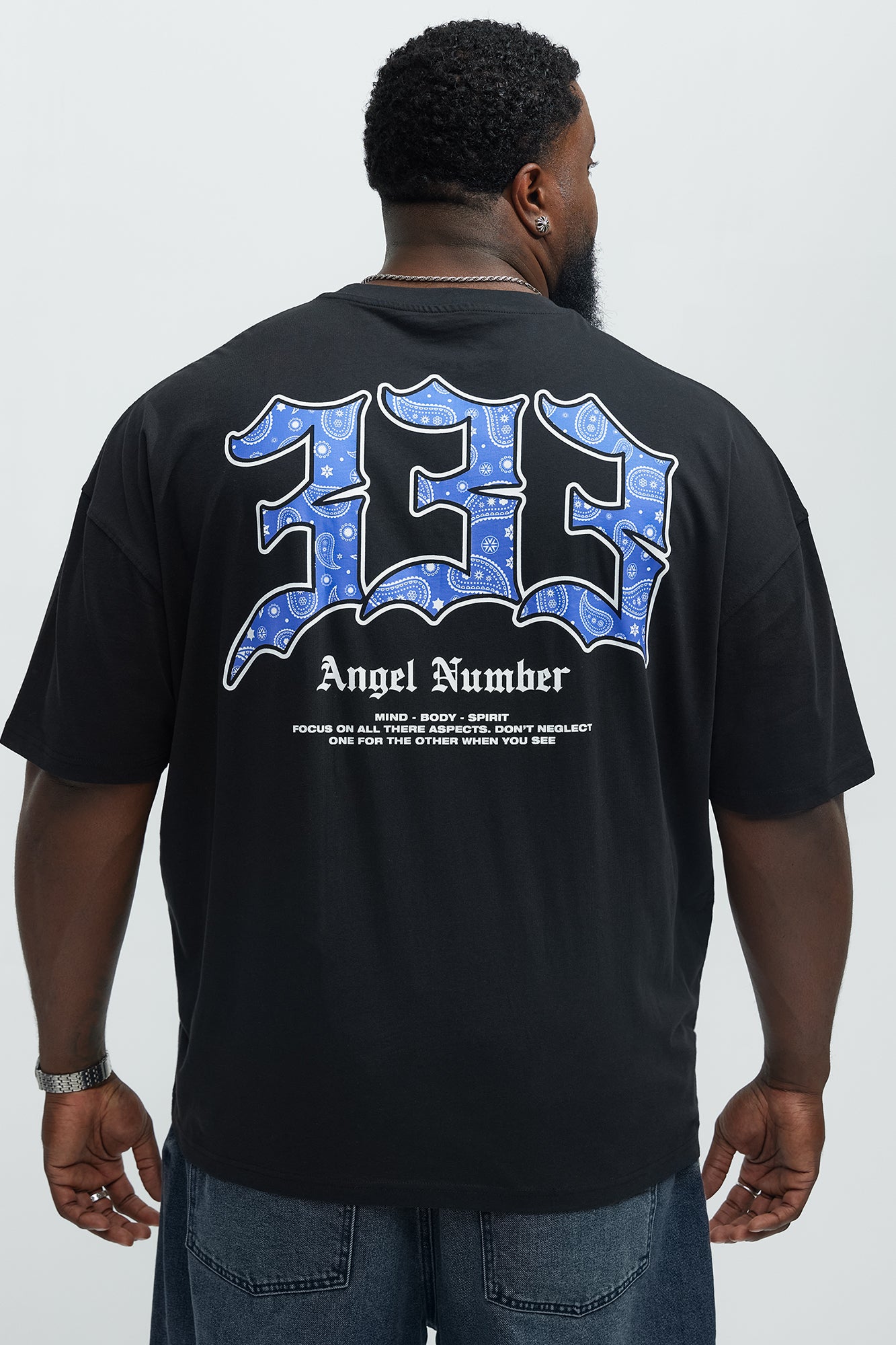 Angel Numbers Oversized Short Sleeve Tee - Black - Image 7