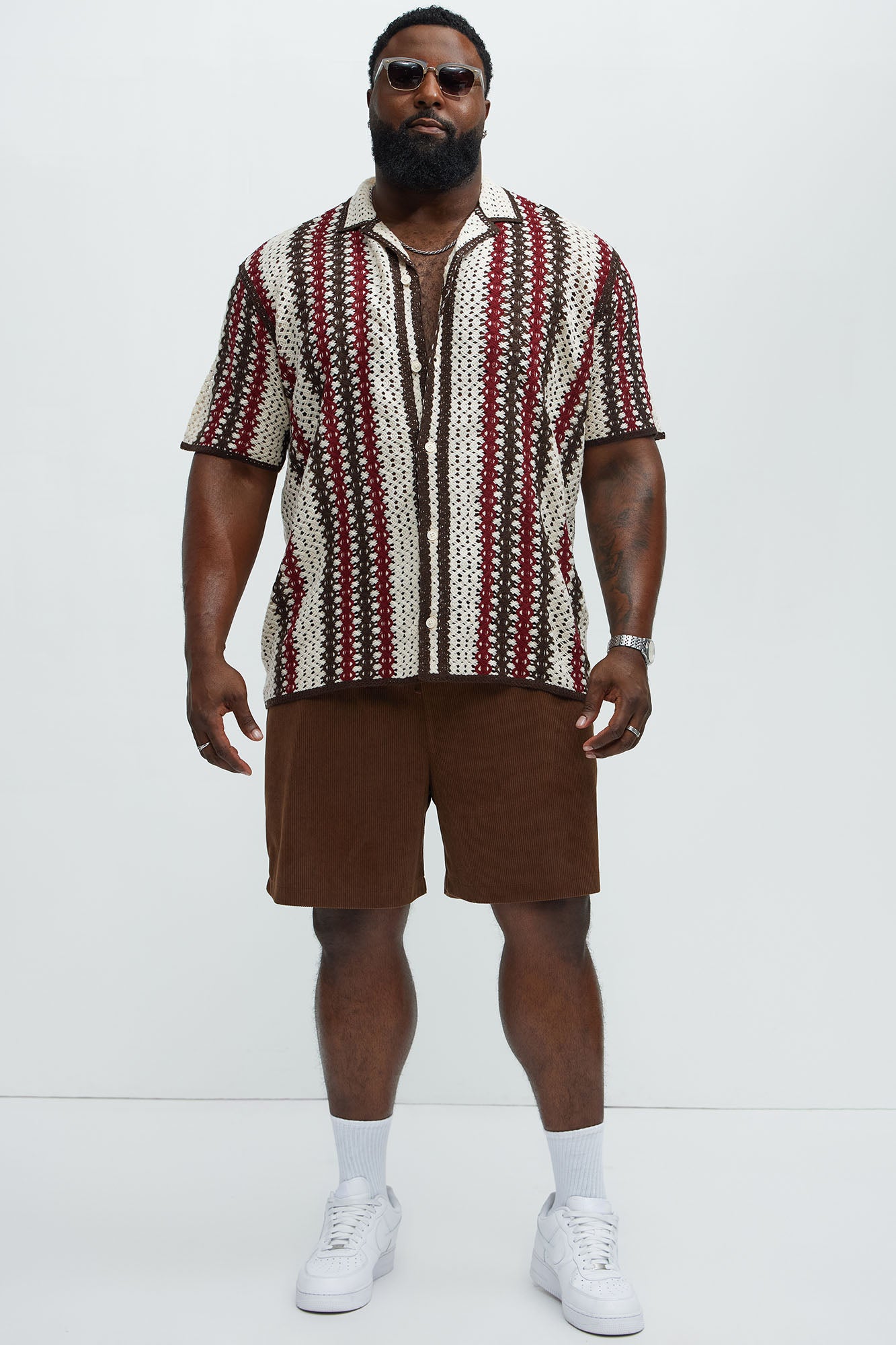 Marcelino Crochet Cuban Collar Button Down - Cream/combo - Image 6