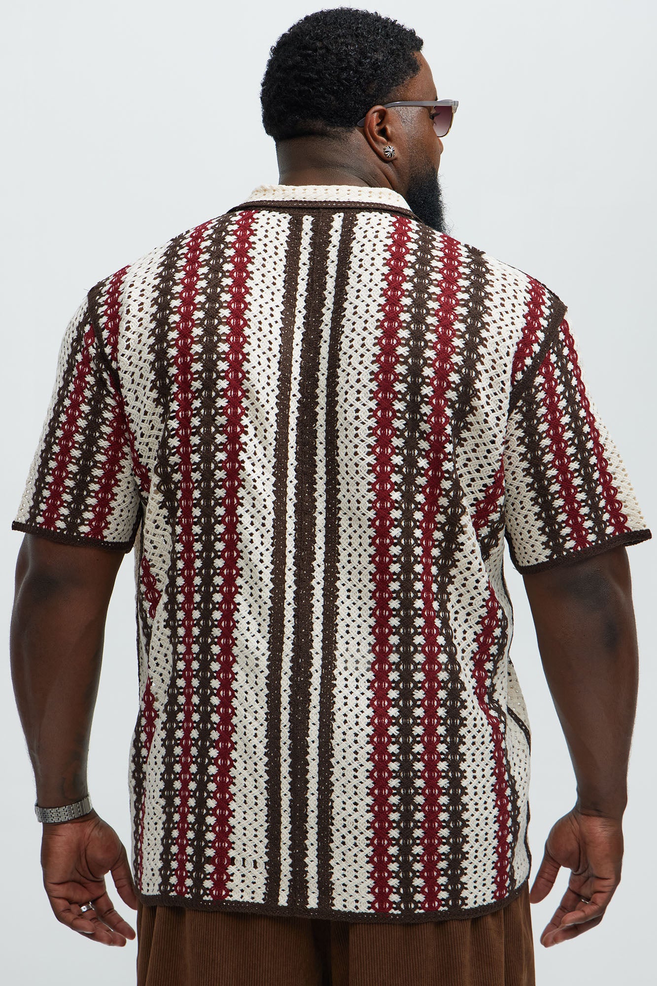 Marcelino Crochet Cuban Collar Button Down - Cream/combo - Image 7