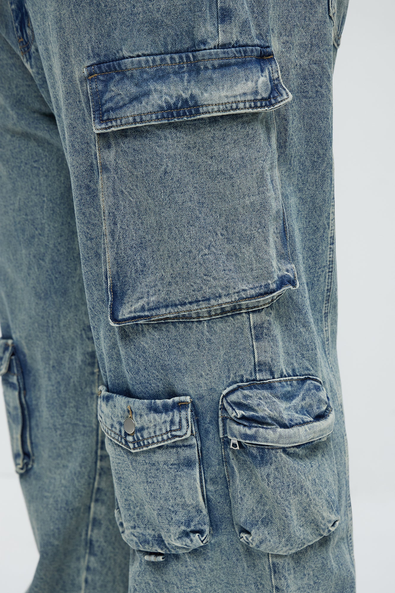 Wish So Many Baggy Cargo Jeans - Medium Blue Wash - Image 9