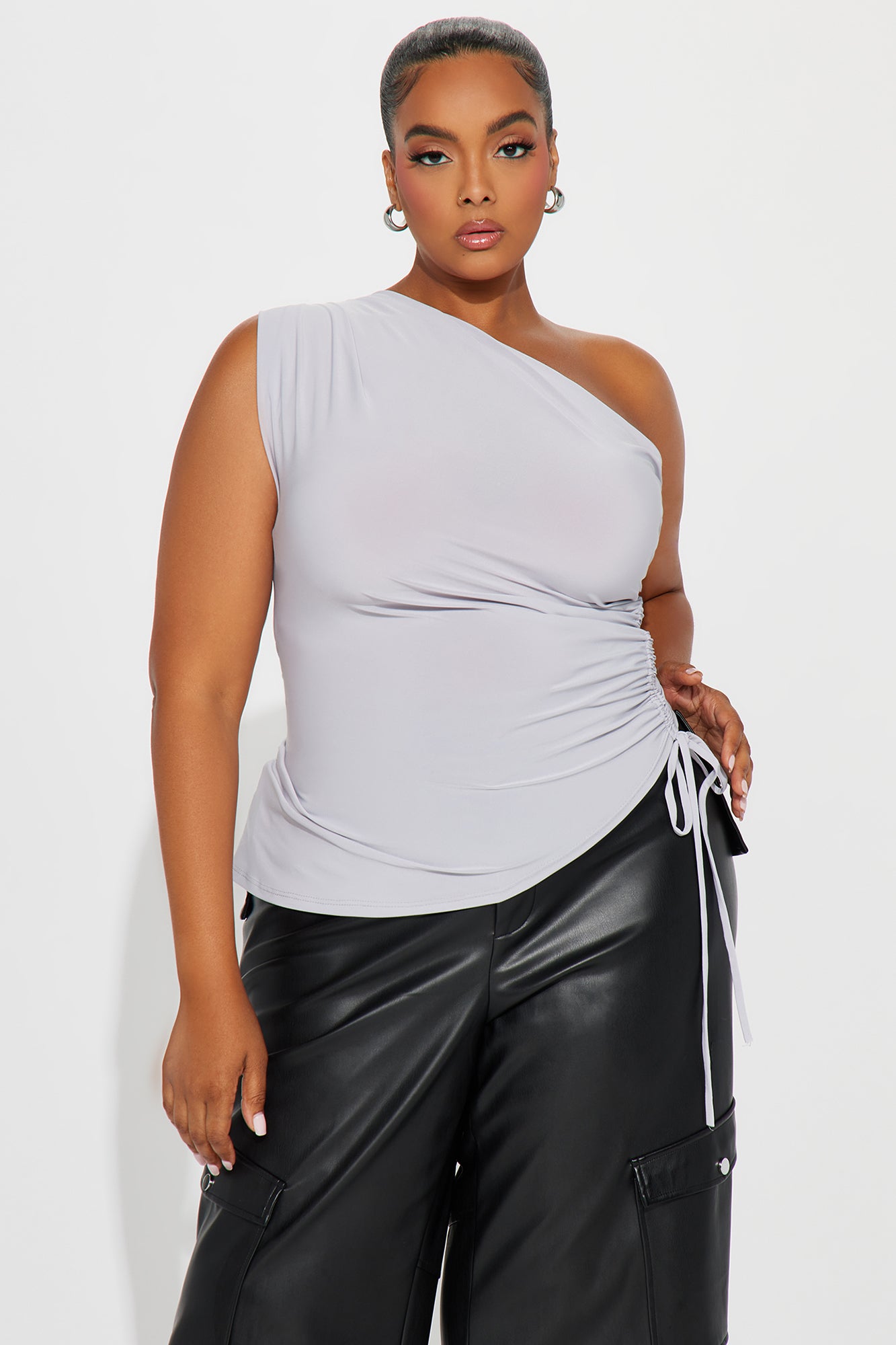 Alaia One Shoulder Top - Grey - Image 5