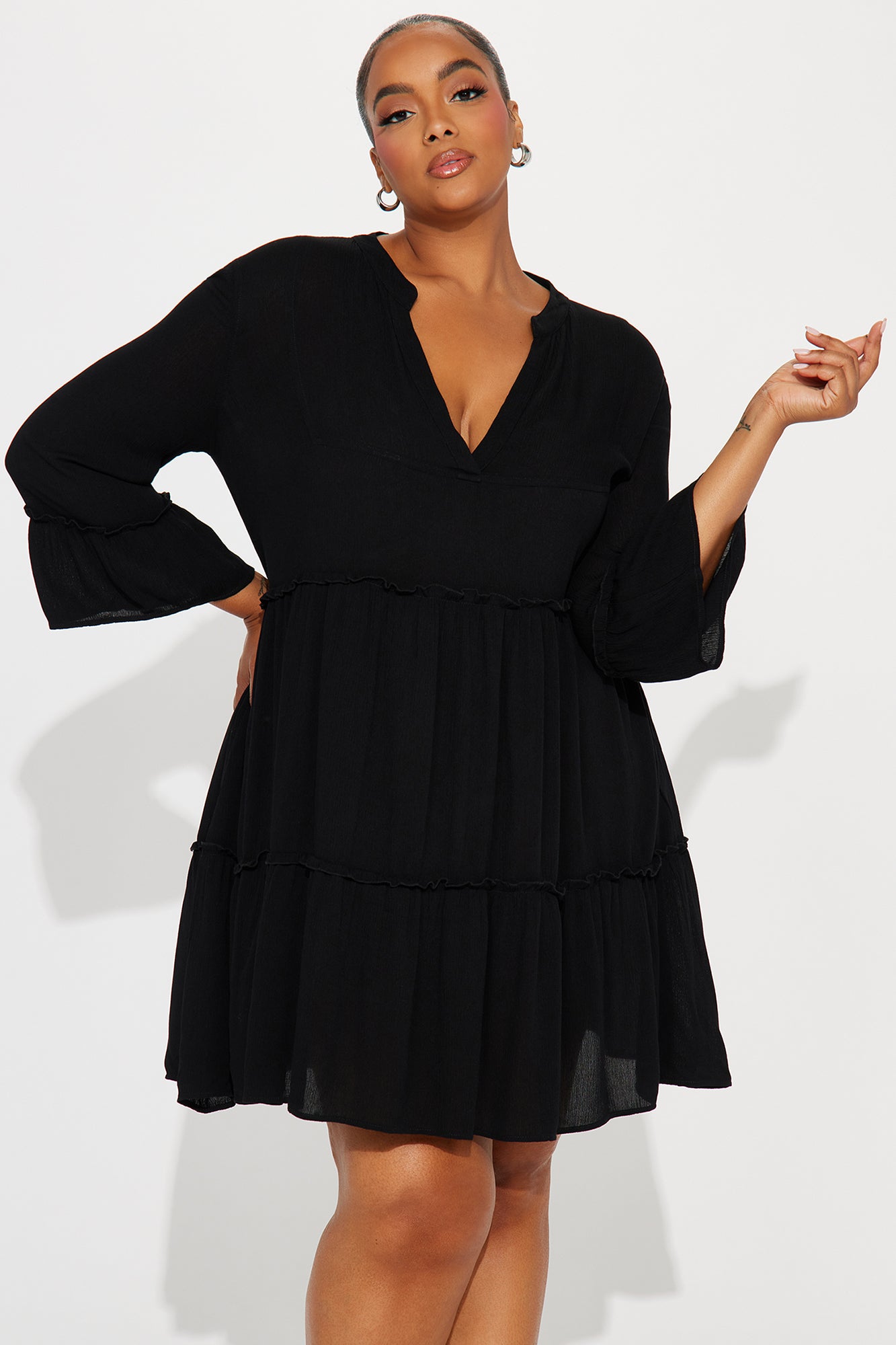 Breezy Nights Linen Cover Up Dress - Black - Image 5