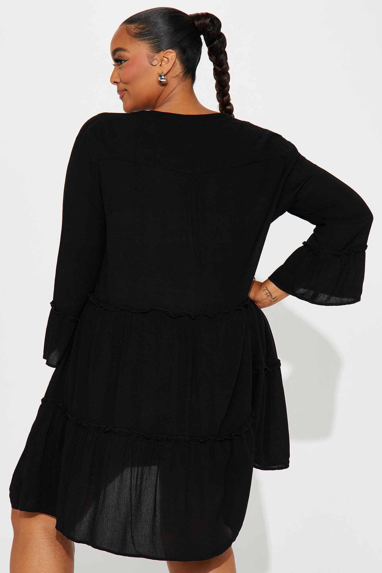 Breezy Nights Linen Cover Up Dress - Black - Image 4