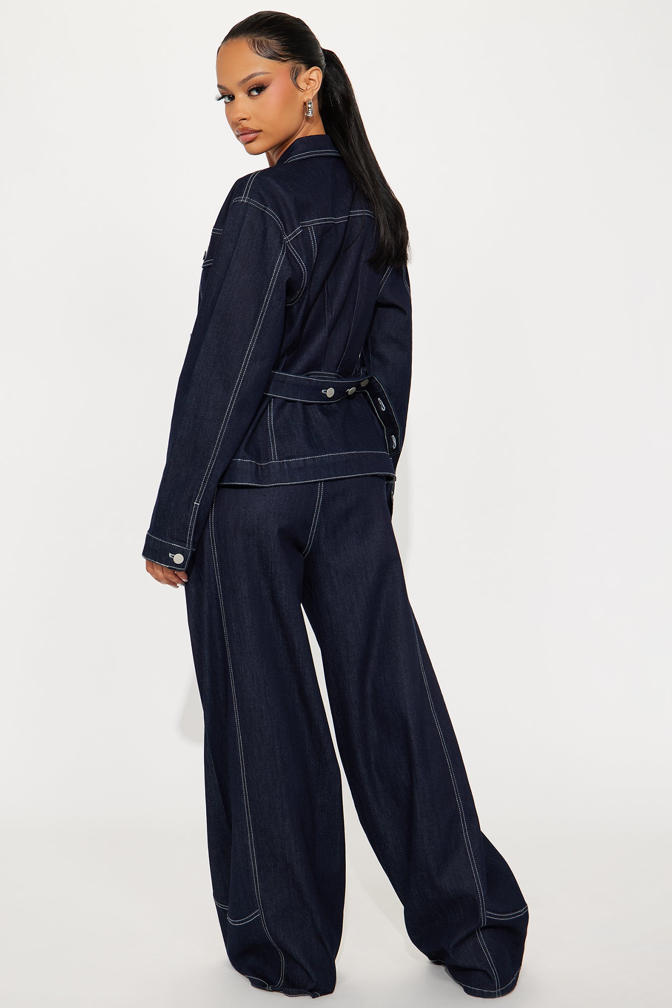The Denim Blueprint Wide Leg Pant Set - Dark Wash - Image 3