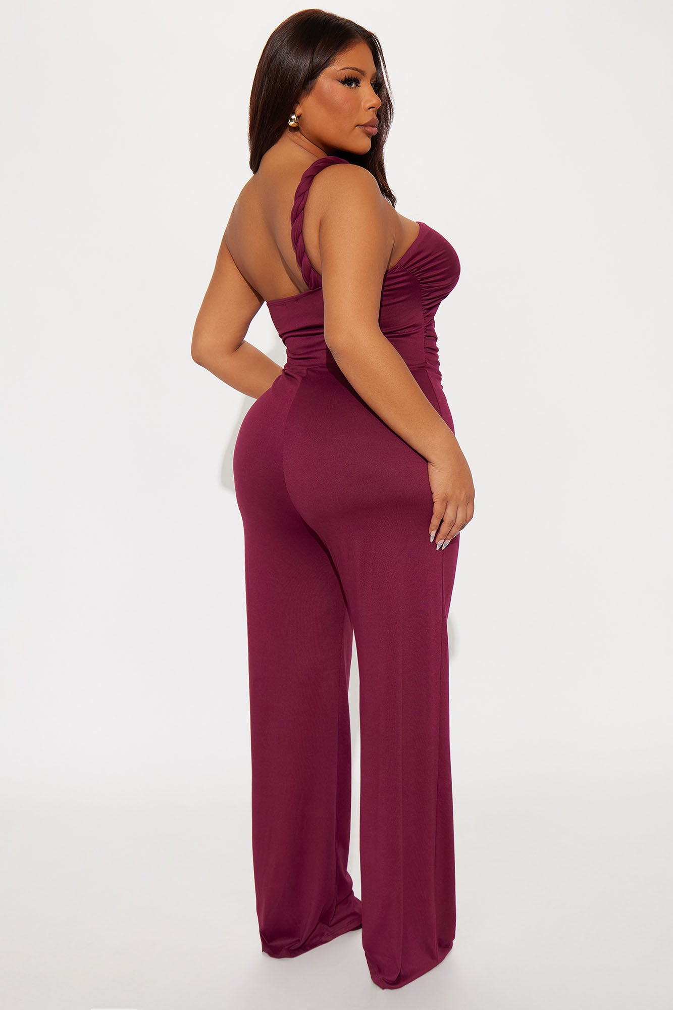 Brezzy Braided Cut Out Jumpsuit - Wine - Image 6
