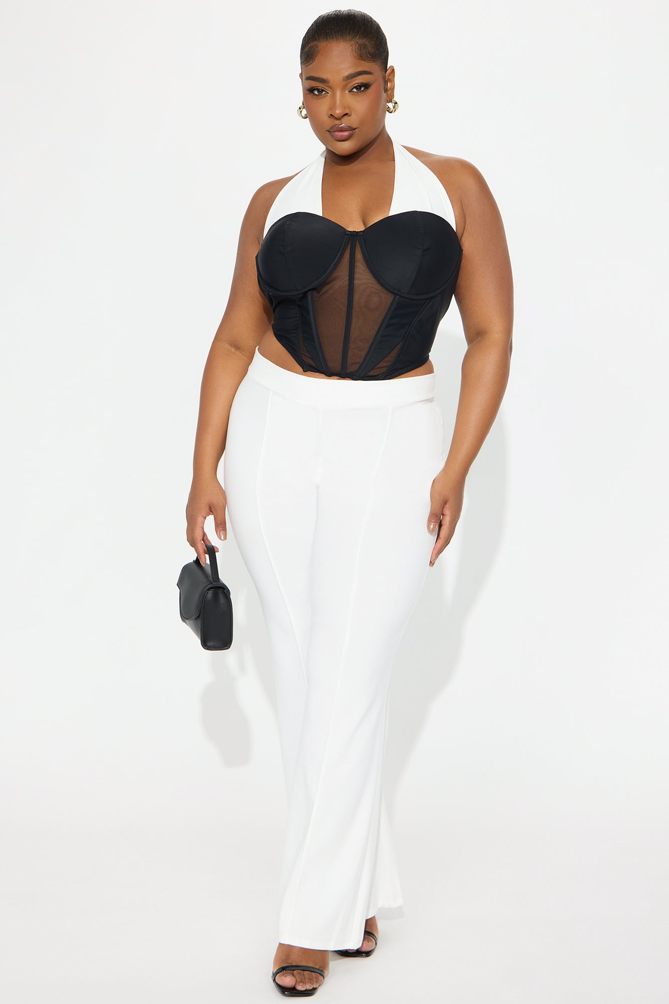 Endless Grace Corset Halter Top - Black/White - Image 5