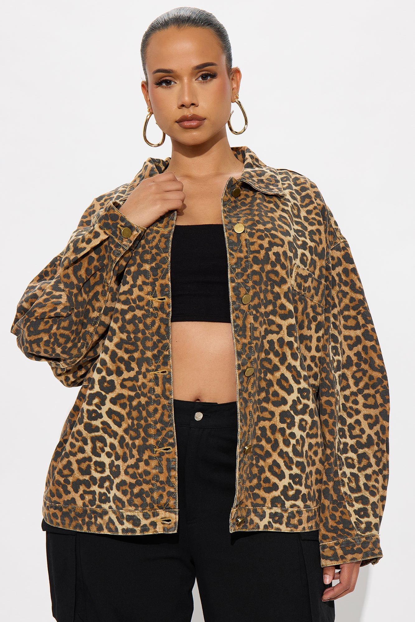 Cameron Oversized Leopard Jacket - Brown/combo - Image 5
