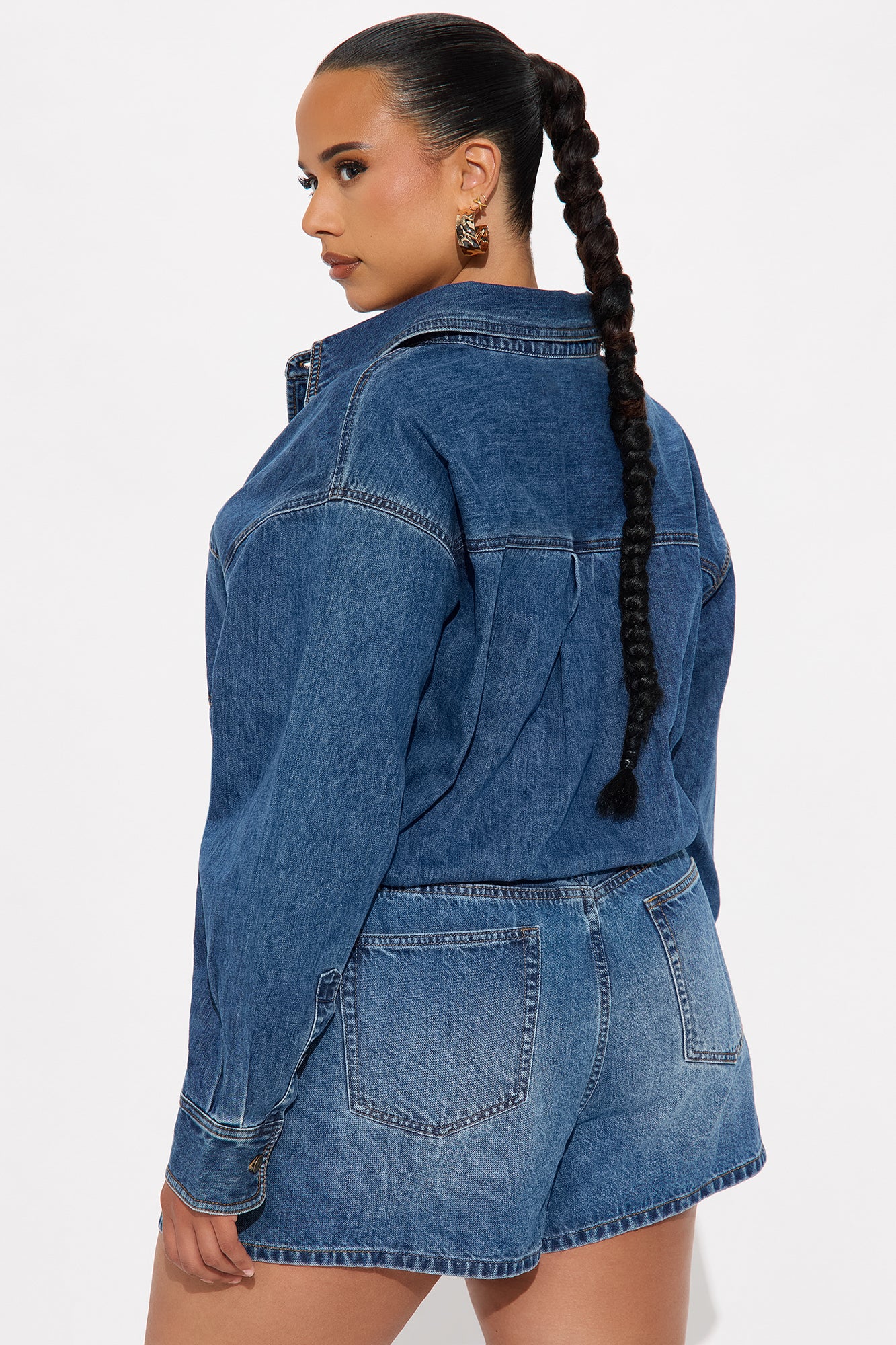 Farmer's Market Cutie Denim Romper - Medium Wash - Image 6