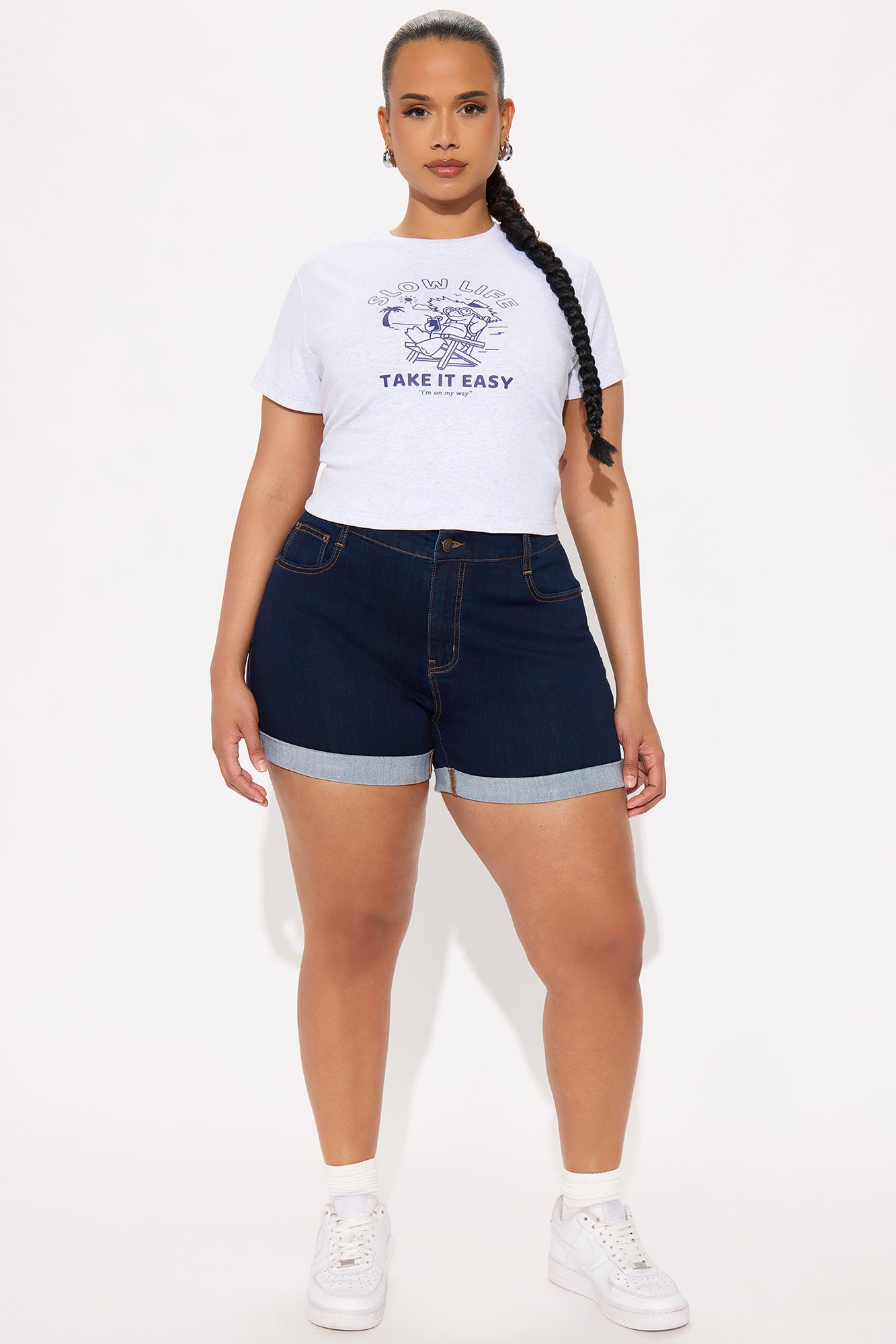 Alejandra High Rise Booty Lifter Denim Shorts - Dark Wash - Image 4