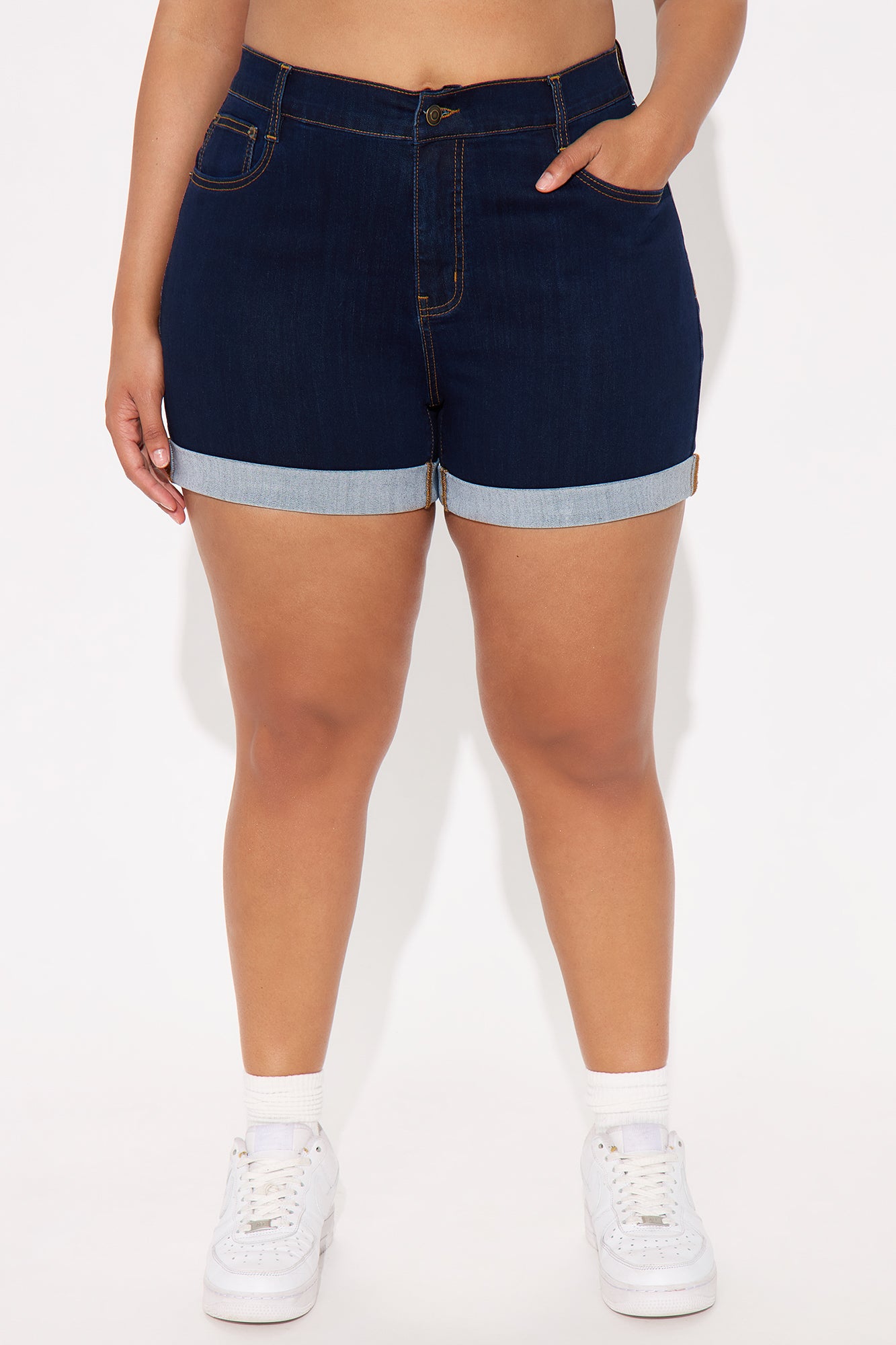 Alejandra High Rise Booty Lifter Denim Shorts - Dark Wash - Image 5