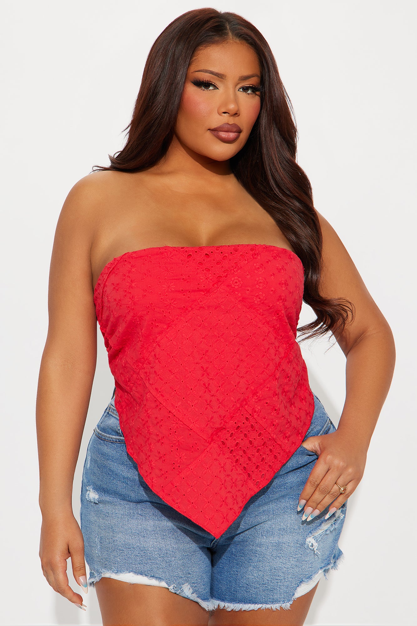 Taking It Easy Scarf Top - Red - Image 4