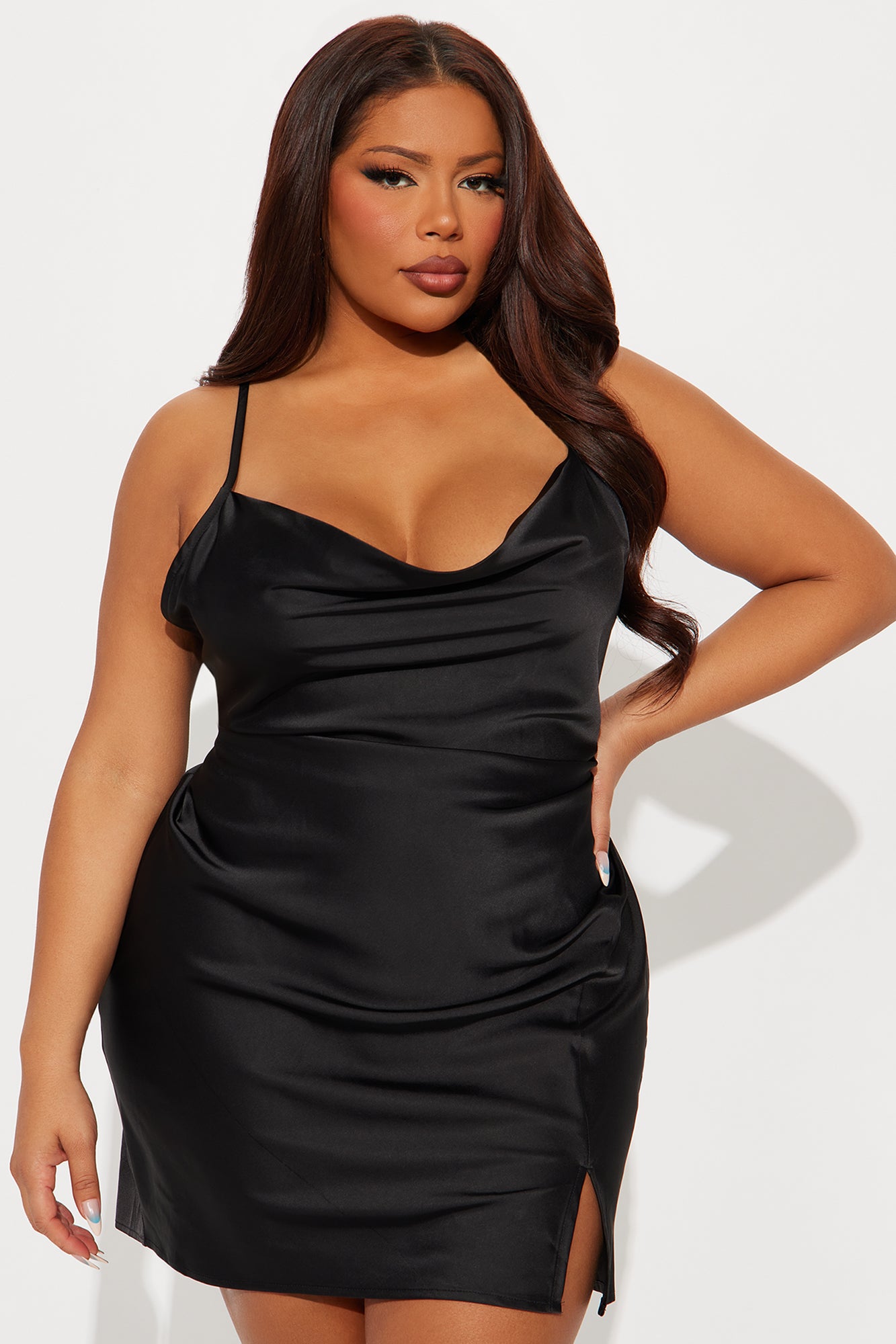 Adria Satin Mini Dress Set - Black - Image 7