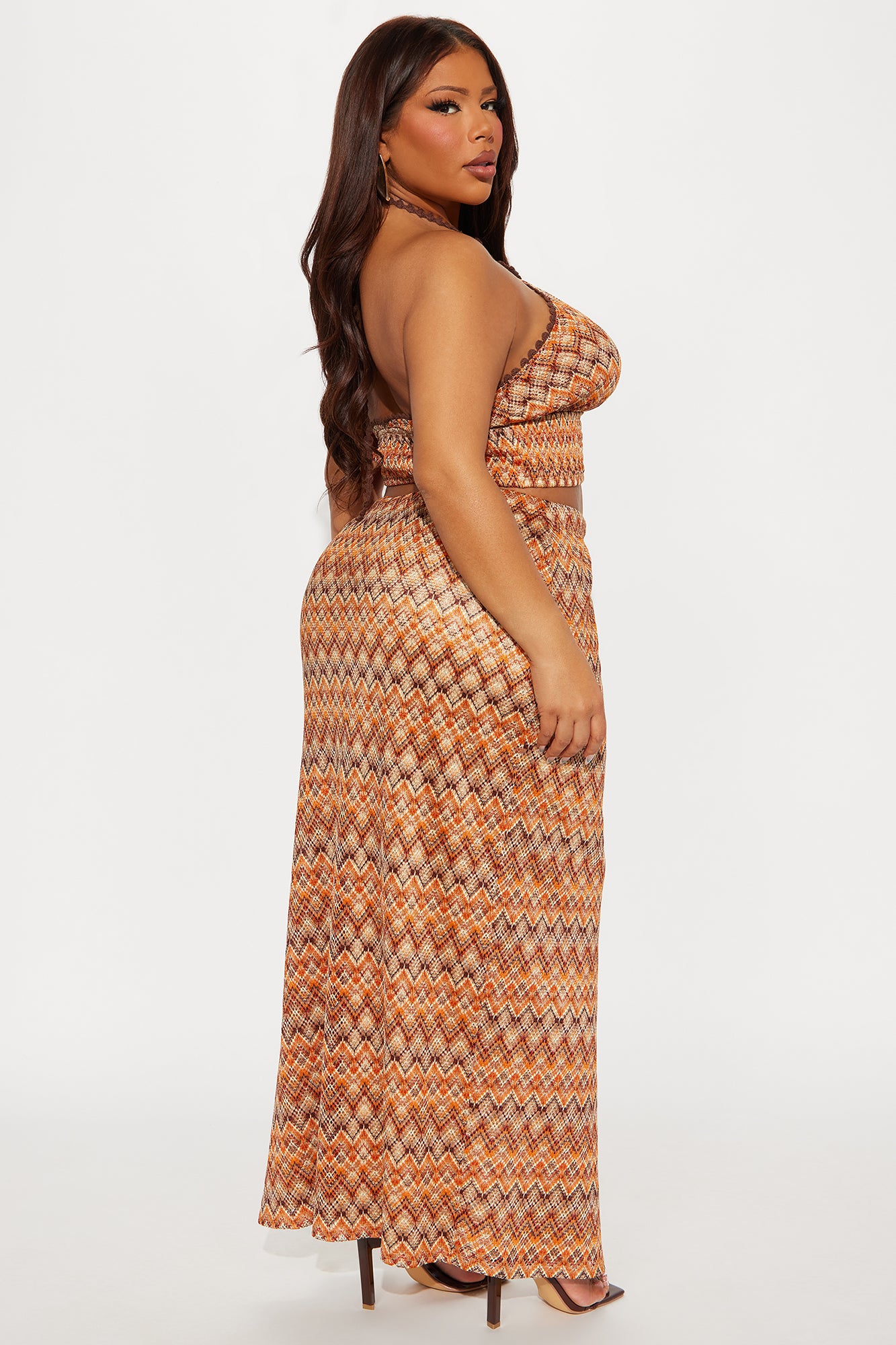 Bianca Crochet Maxi Skirt Set - Orange/combo - Image 6