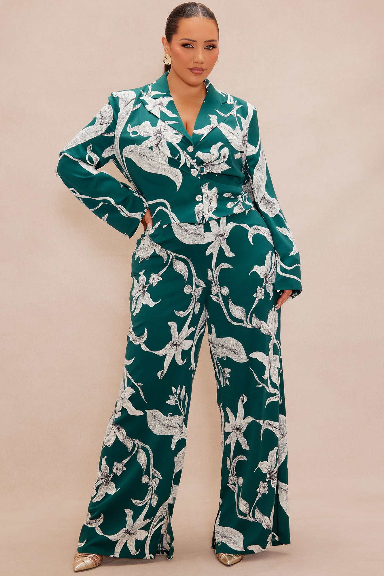Aubrey Floral Blazer Set - Green/combo - Image 5