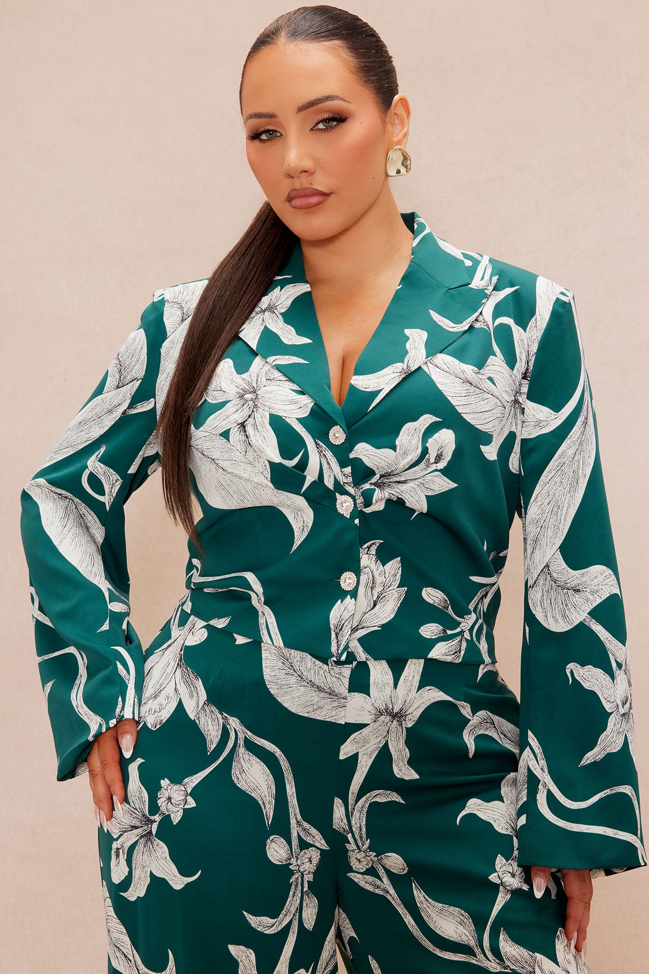 Aubrey Floral Blazer Set - Green/combo - Image 6
