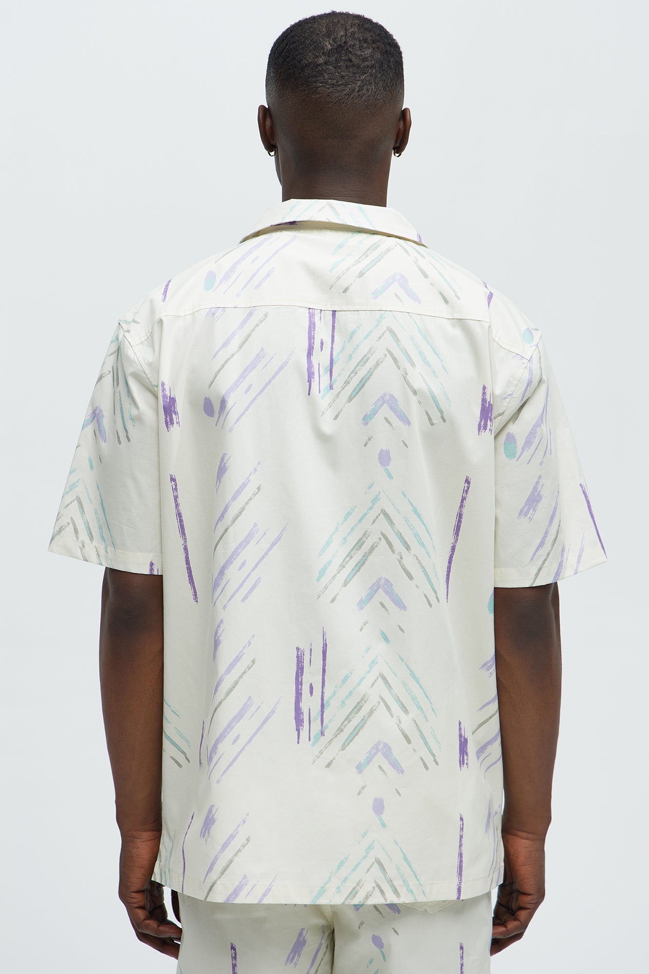 Strokes Poplin Cuban Collar Button Up Shirt - Cream - Image 3