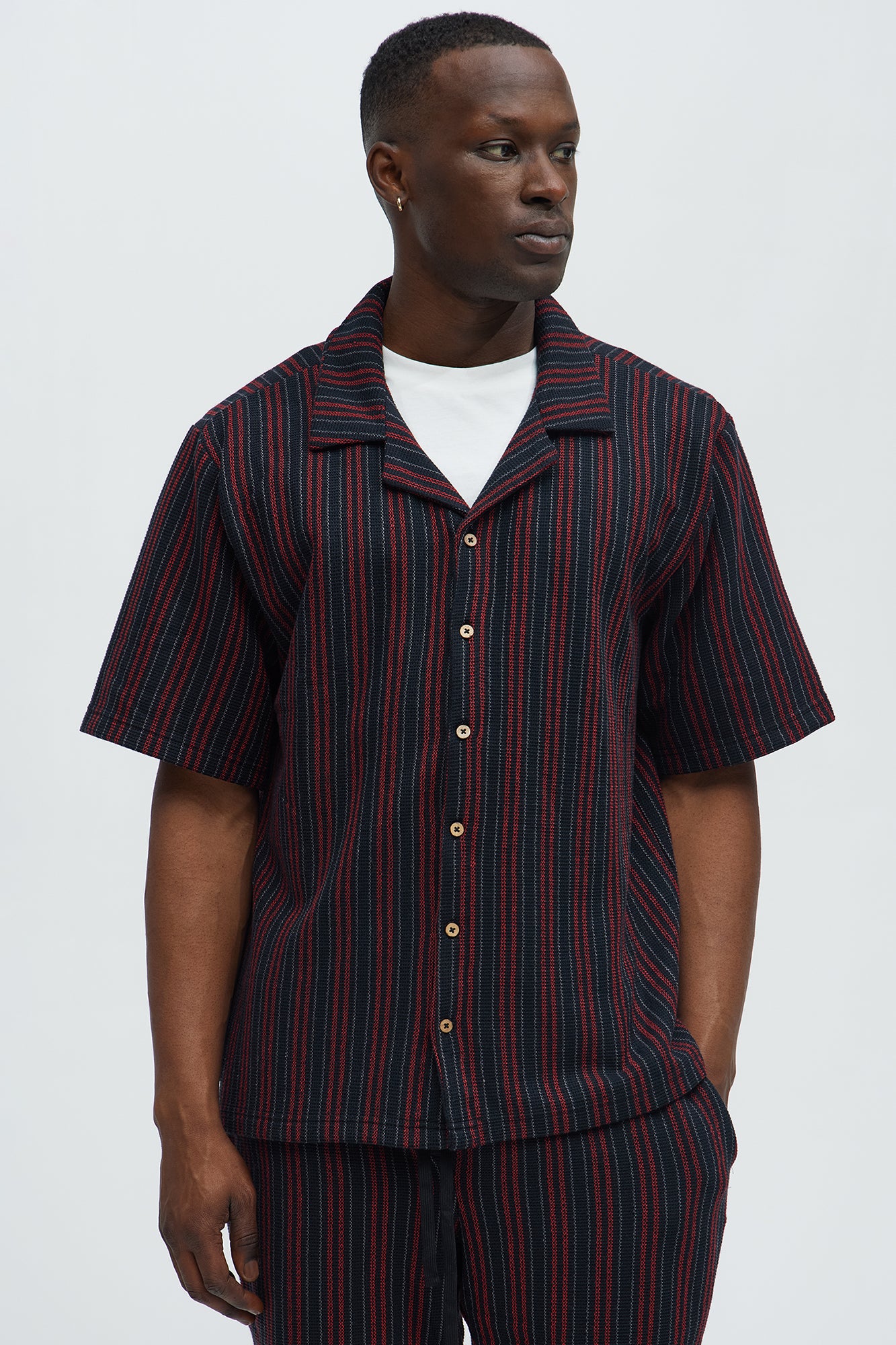 Colt Striped Short Sleeve Button Up - Burgundy/combo - Image 3