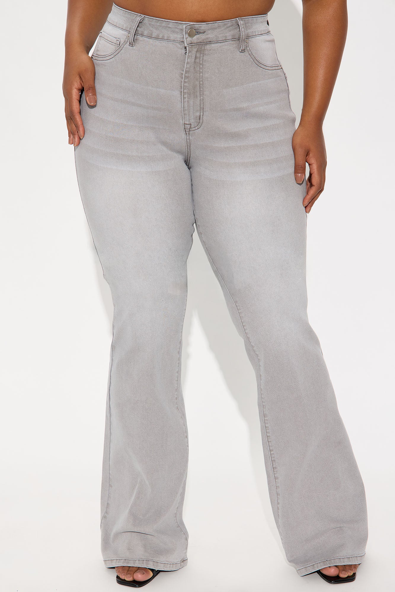 Tall Audrey Booty Lifting Stretch Flare Jeans - Grey - Image 5