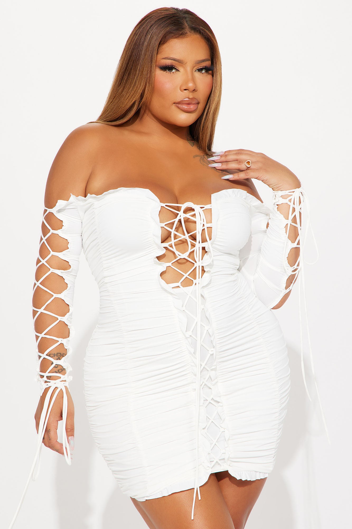 Time to Slay Mini Dress - Off White - Image 5