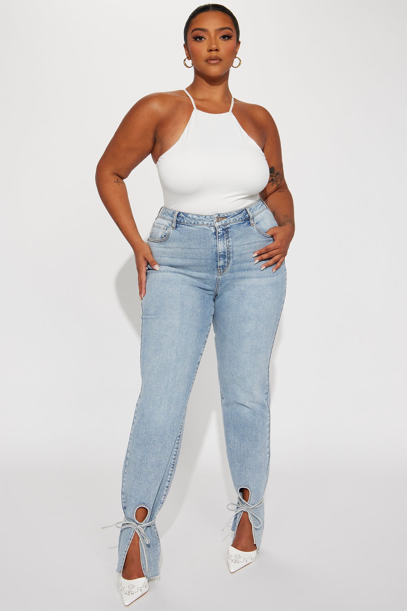 Tall All Tied Up Straight Leg Jeans - Medium Wash - Image 4