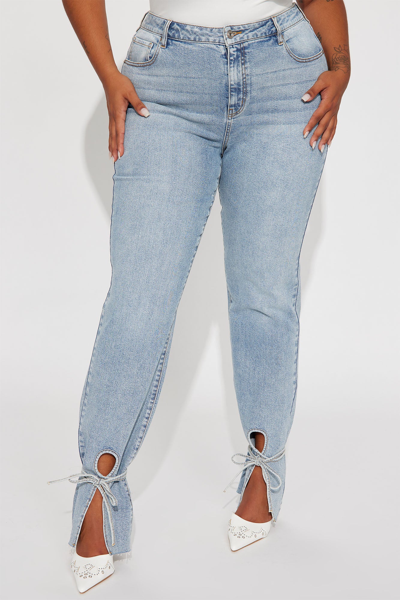 Tall All Tied Up Straight Leg Jeans - Medium Wash - Image 5